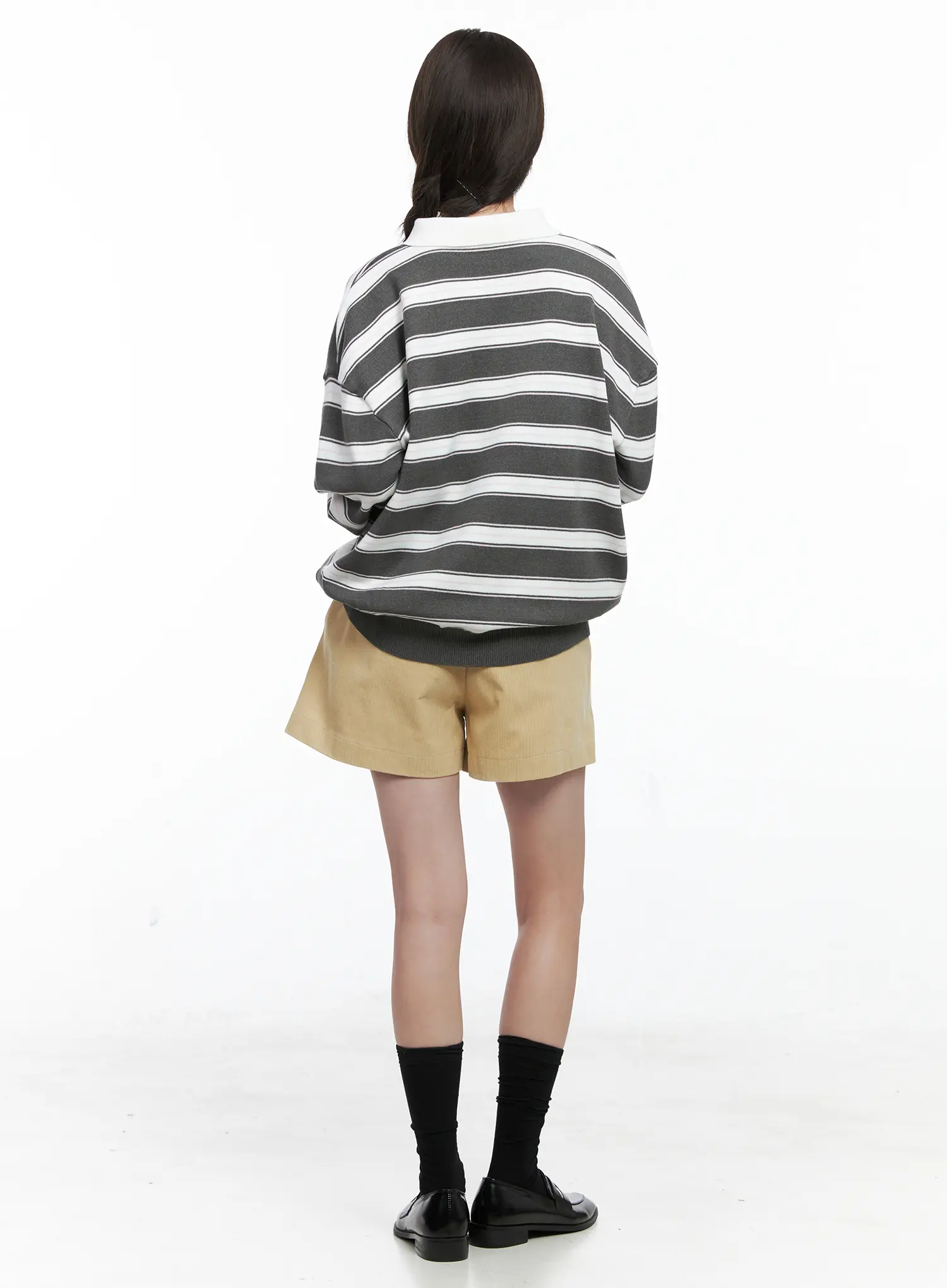Oversized Striped Long Sleeve Collared Shirt CO503 - Image 4