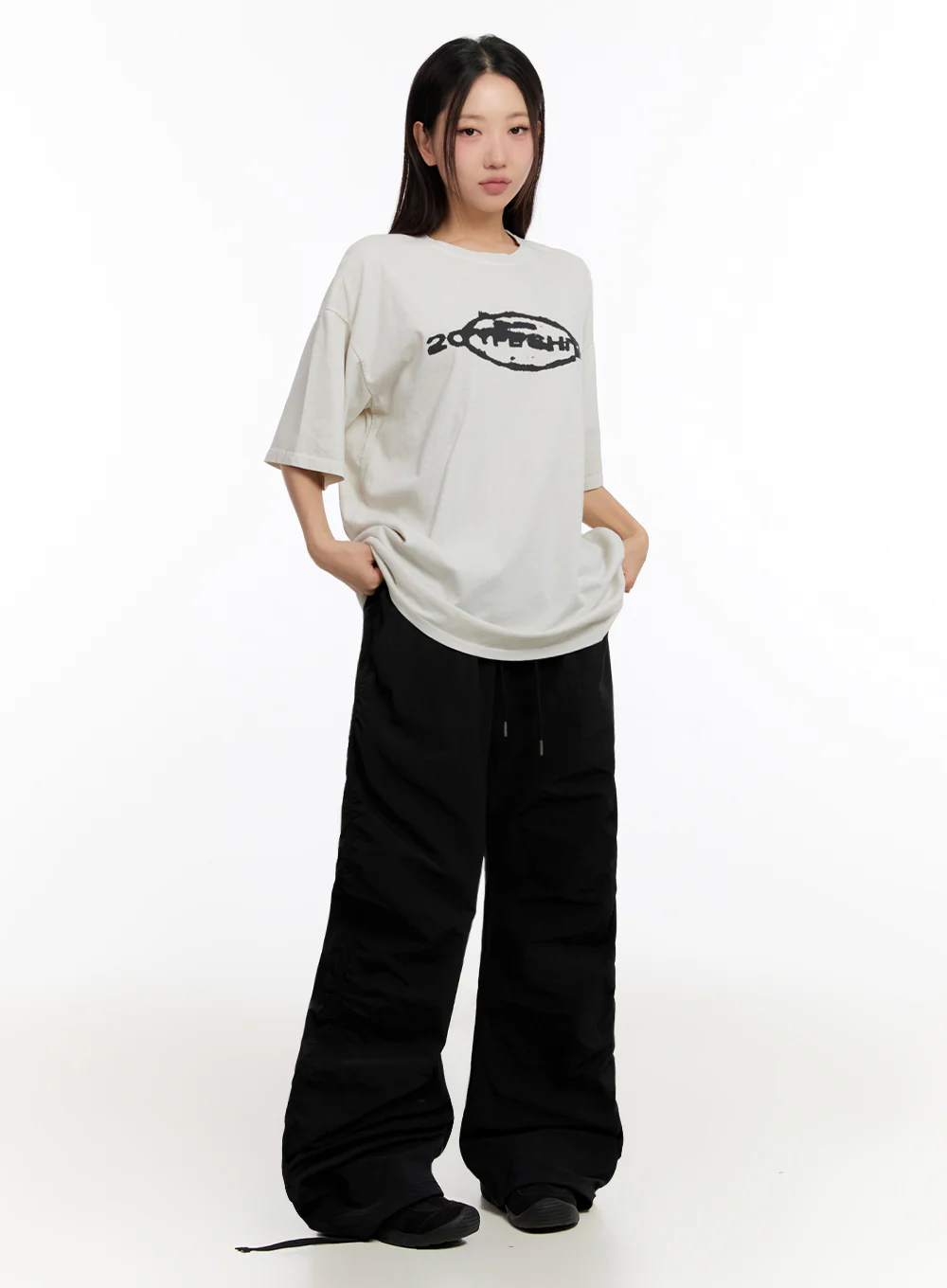 Oversized Washed Graphic Tee IU509 - Image 5