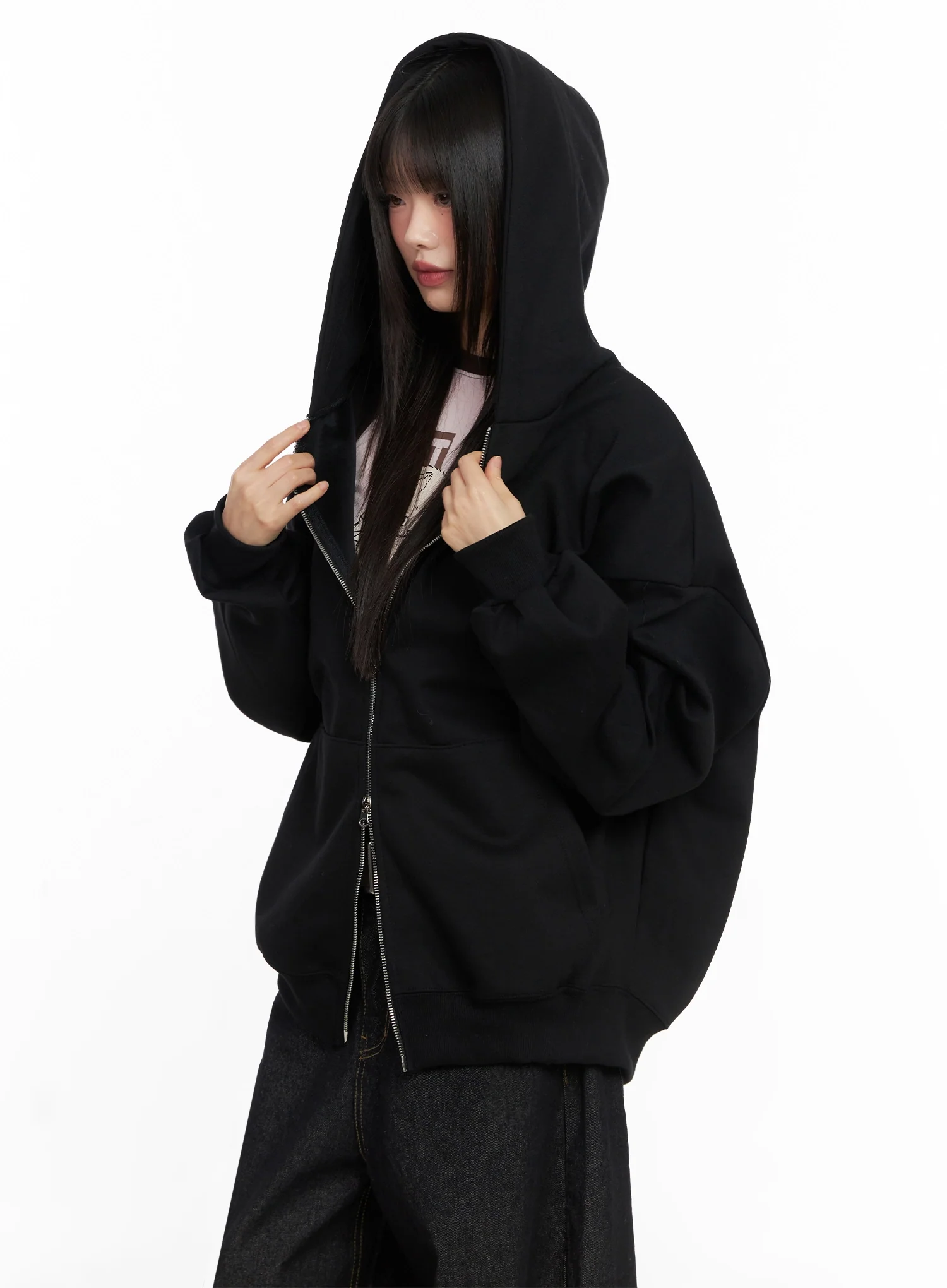 Oversized Zip-Up Hoodie IN503 - Image 7