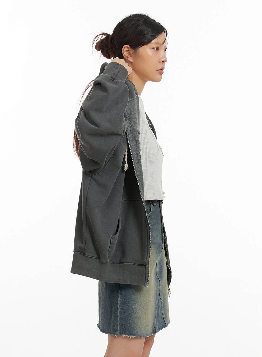 Oversized Zip-Up Hoodie IY410 - Image 4