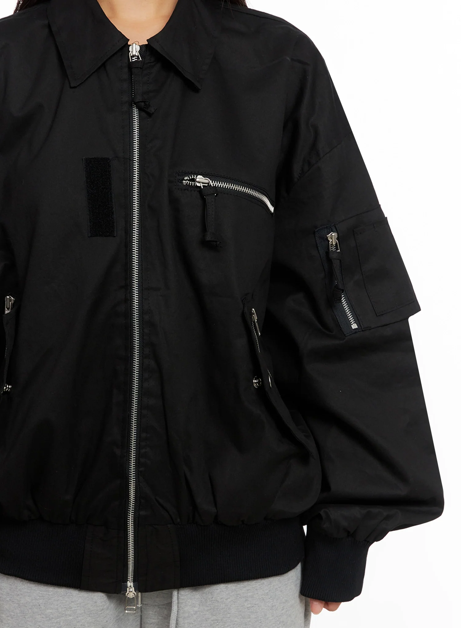 Oversized Zipper Bomber Jacket IG528 - Image 4