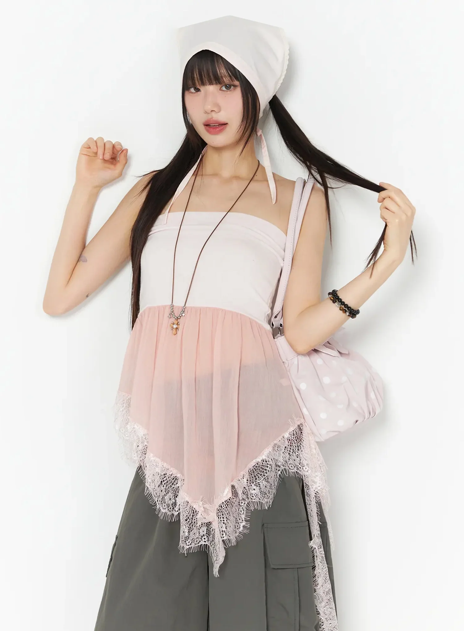 Pastel Long Lace Tube Top IY526