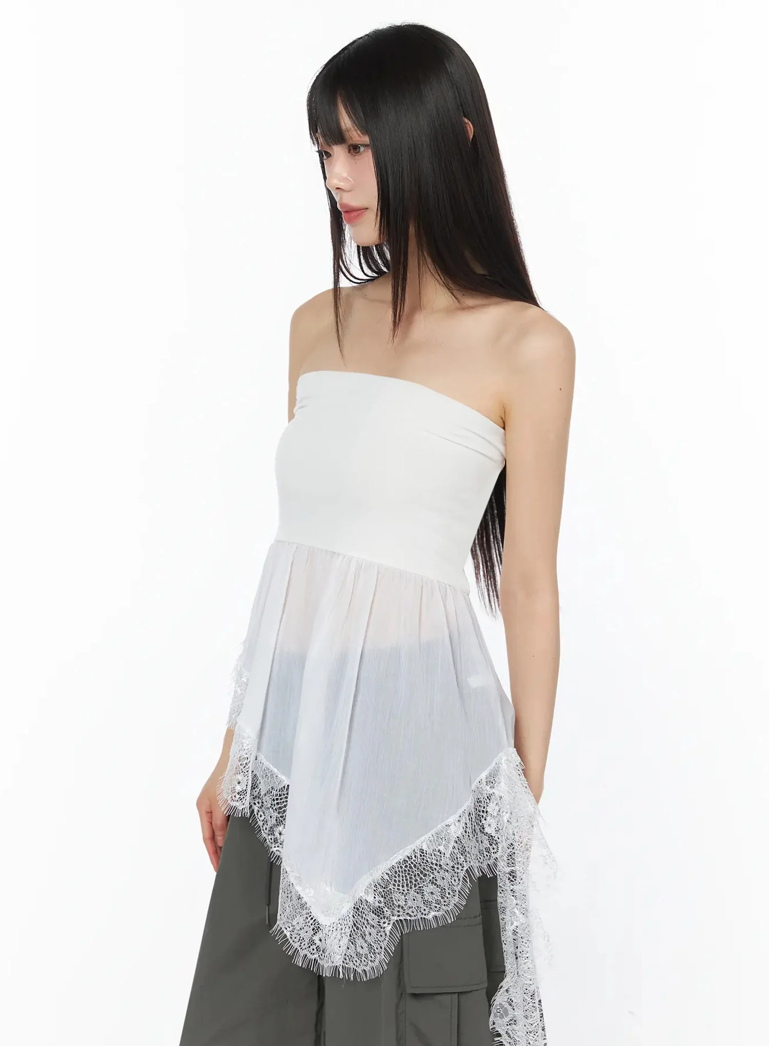 Pastel Long Lace Tube Top IY526 - Image 2