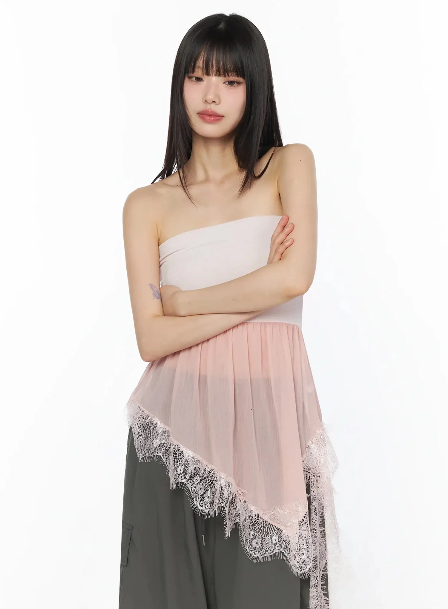 Pastel Long Lace Tube Top IY526 - Image 3