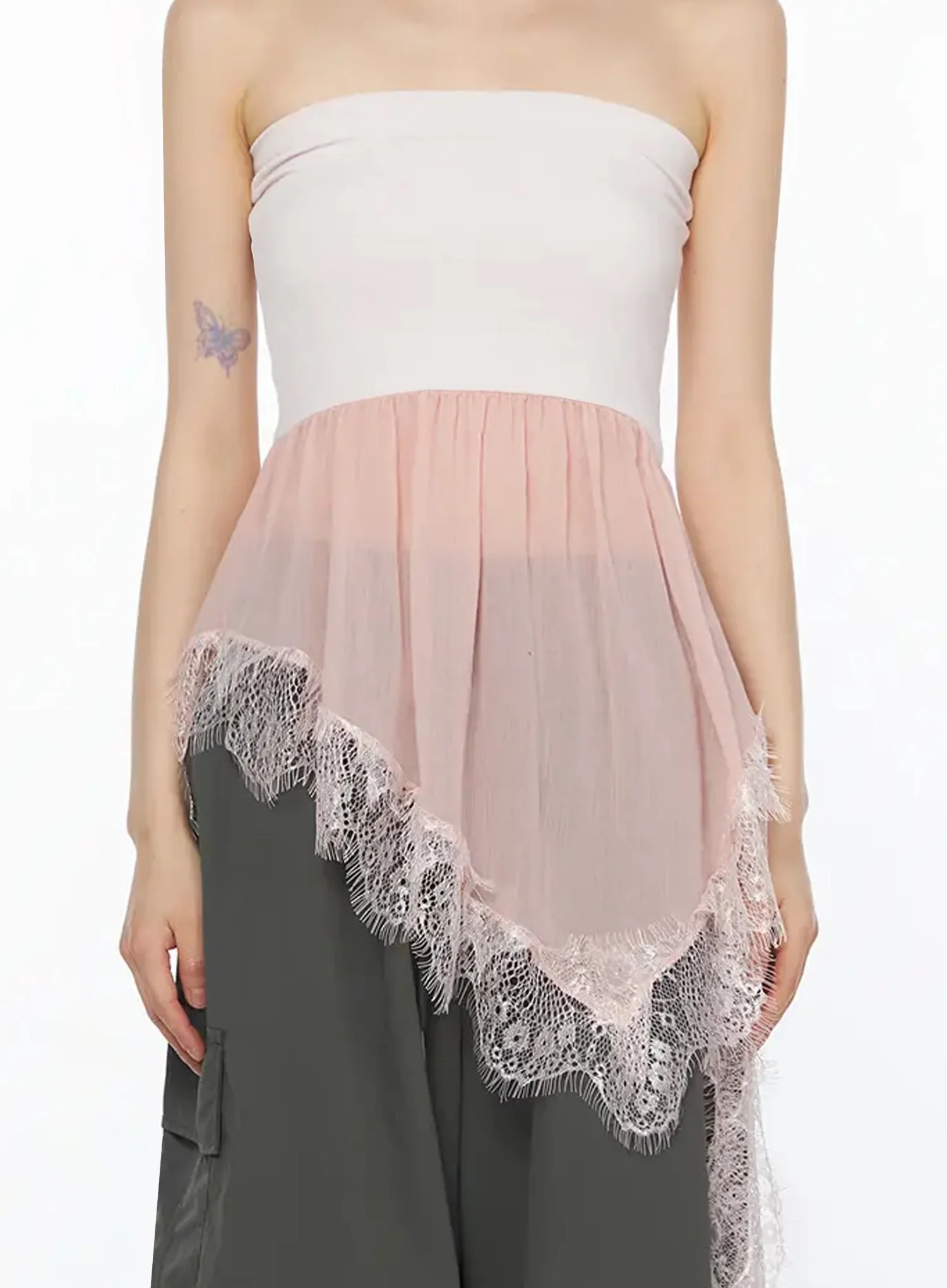 Pastel Long Lace Tube Top IY526 - Image 4