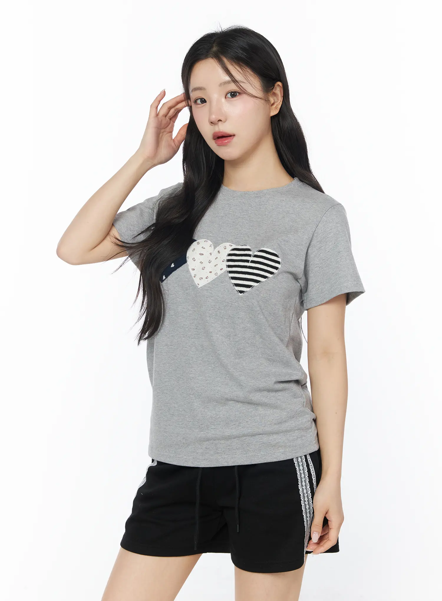 Pattern Hearts Graphic Crop Tee CD805 - Image 2
