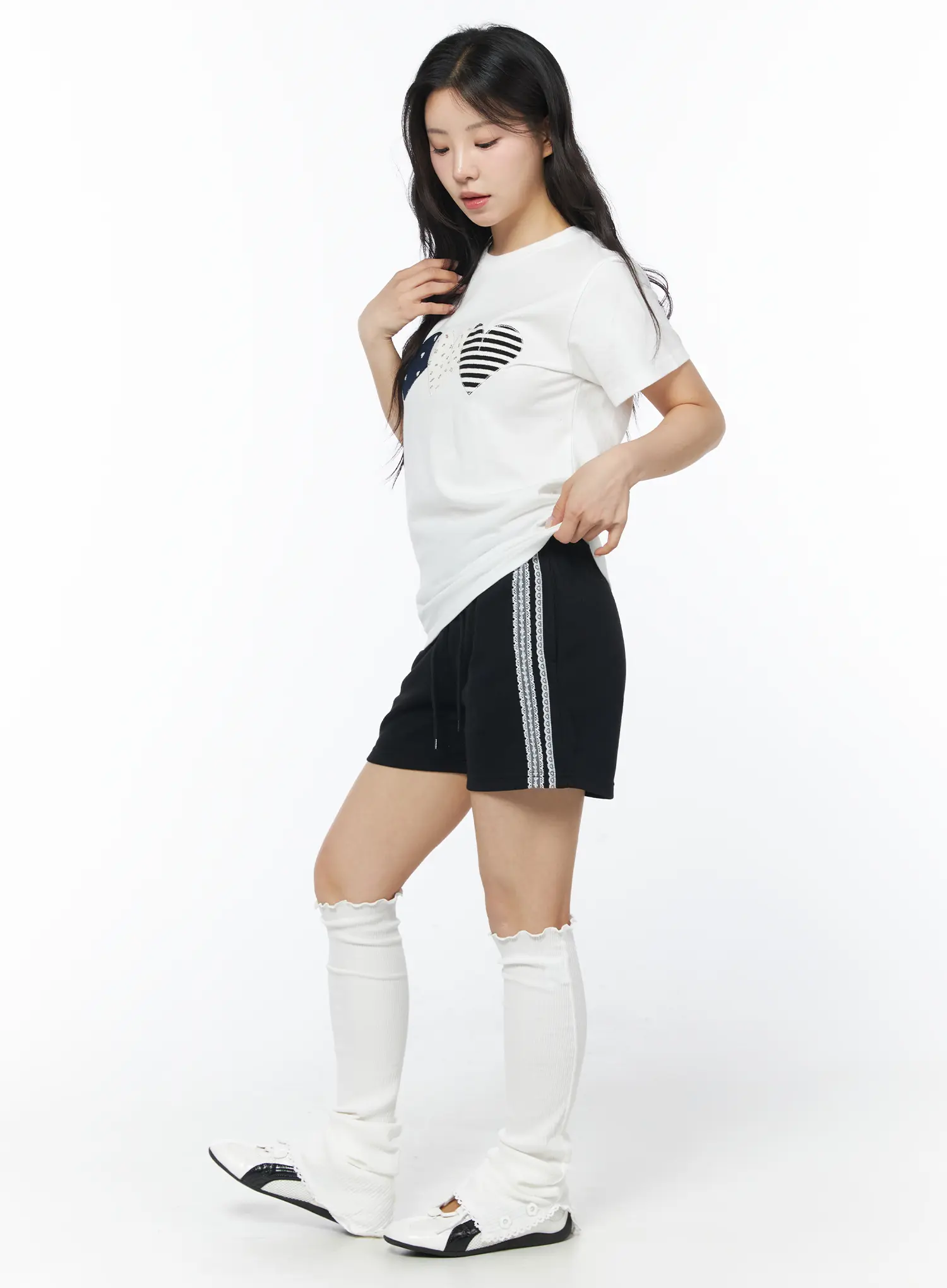 Pattern Hearts Graphic Crop Tee CD805 - Image 4