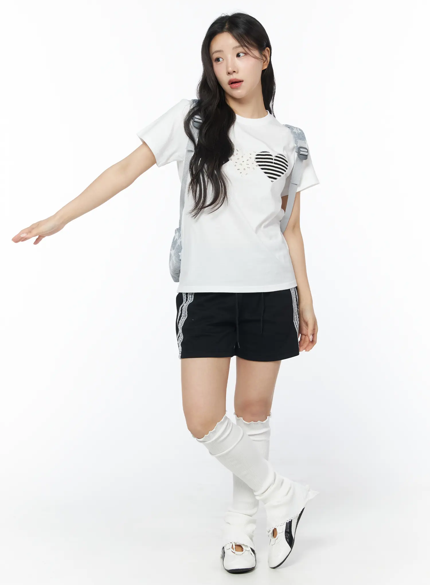 Pattern Hearts Graphic Crop Tee CD805 - Image 7
