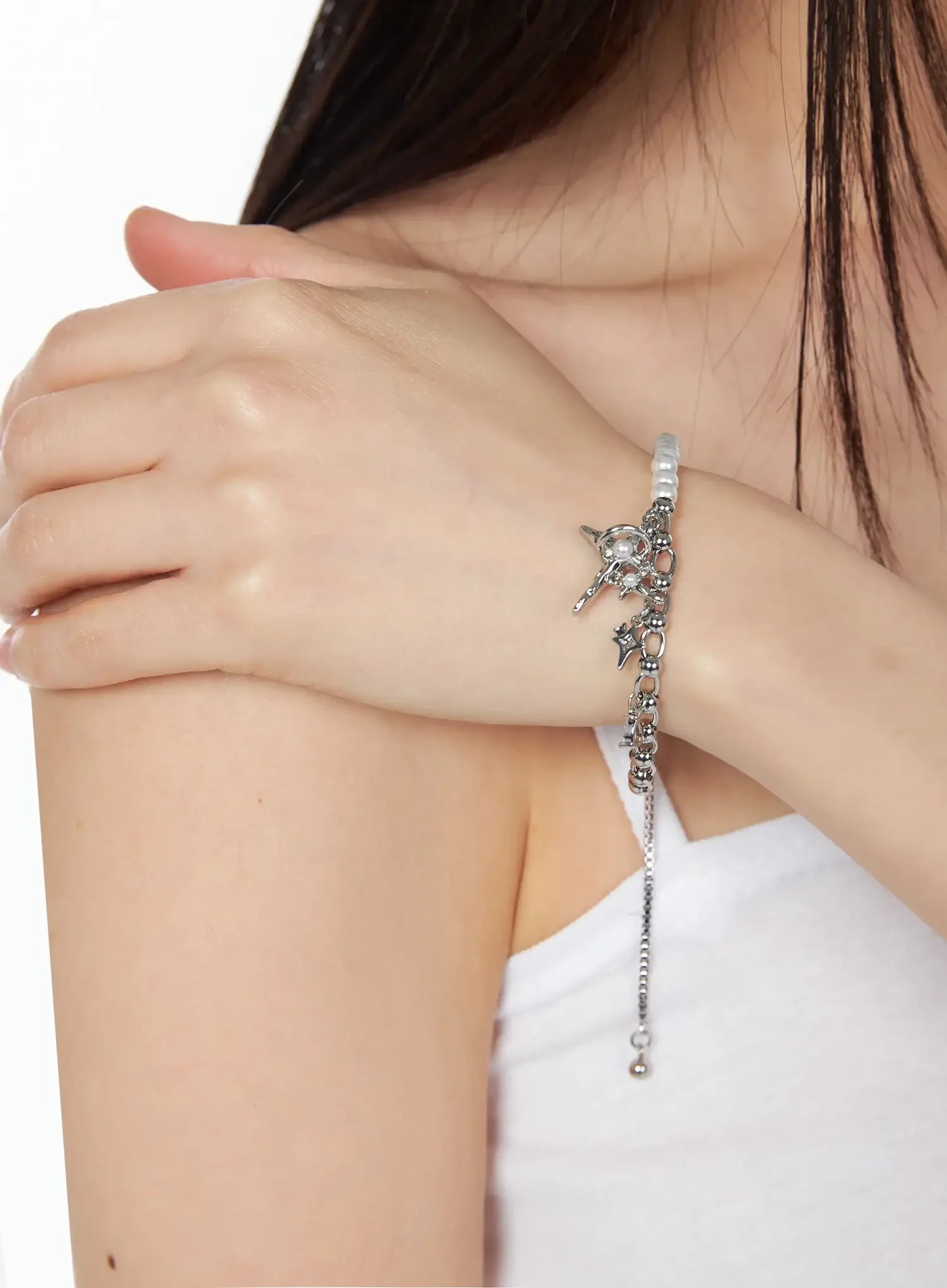 Pearl Cross Charm Bracelet IY520 - Image 4