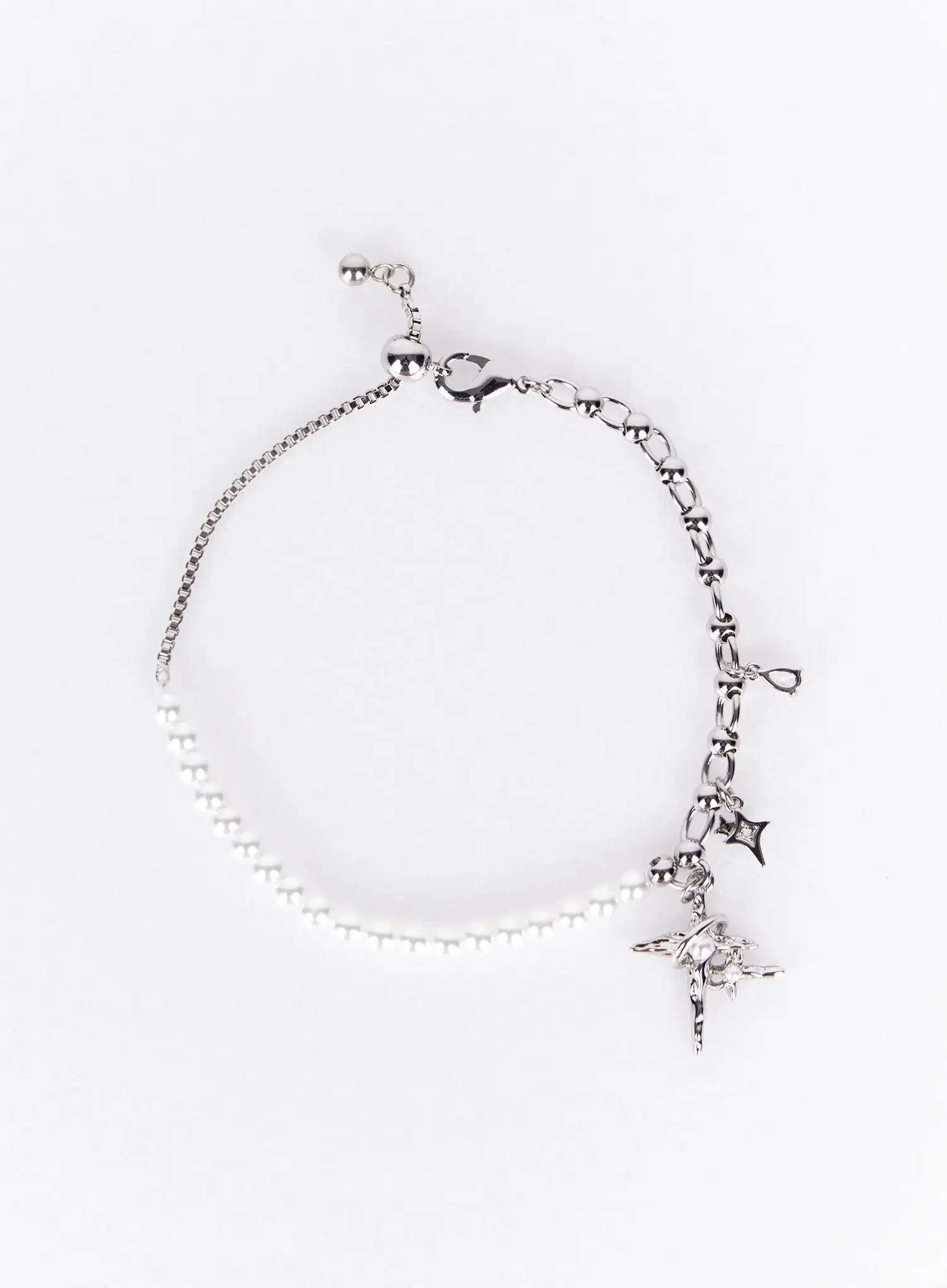Pearl Cross Charm Bracelet IY520 - Image 5
