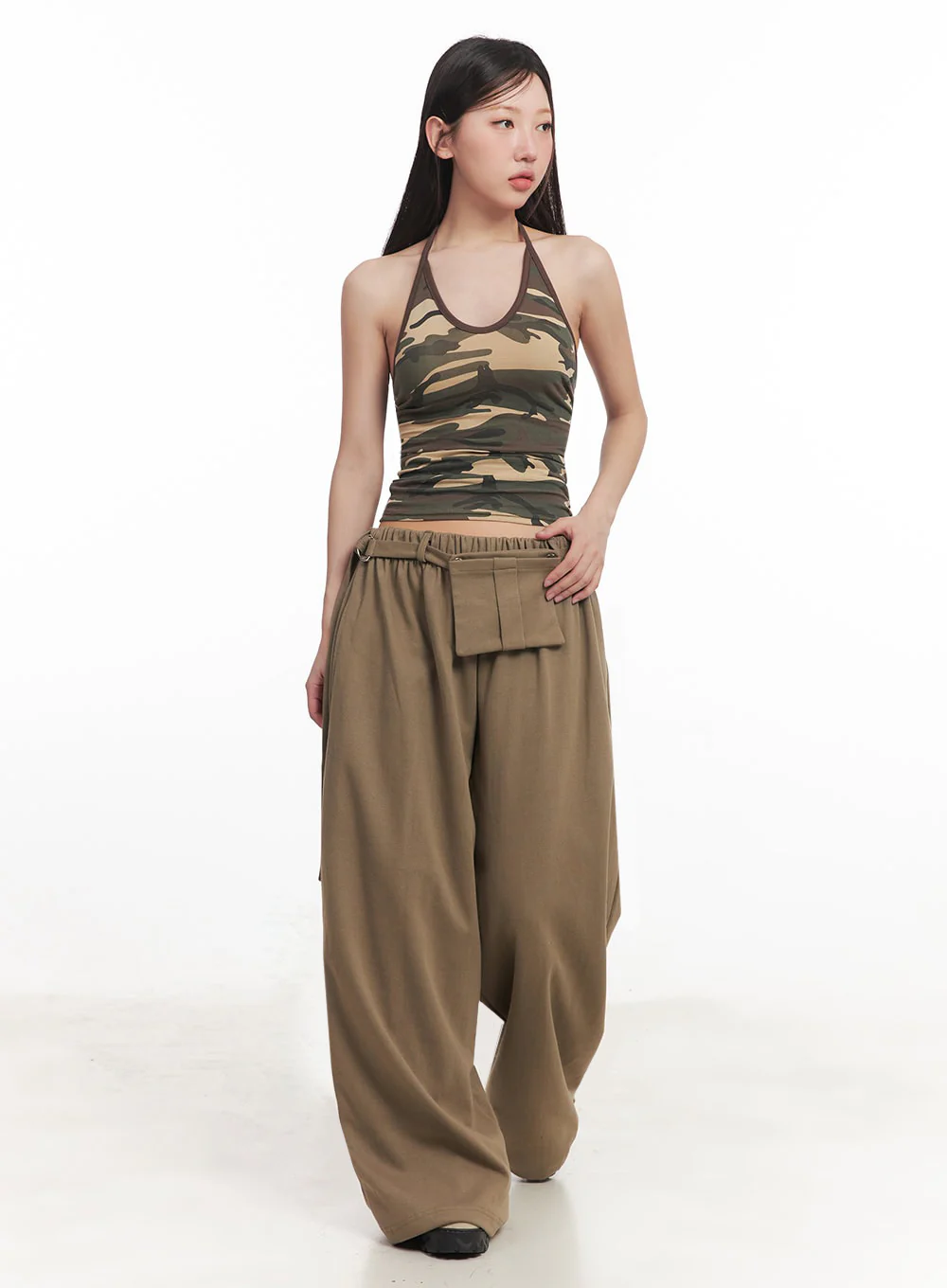Pintuck Belt Wide-Leg Sweatpants IM528 - Image 3