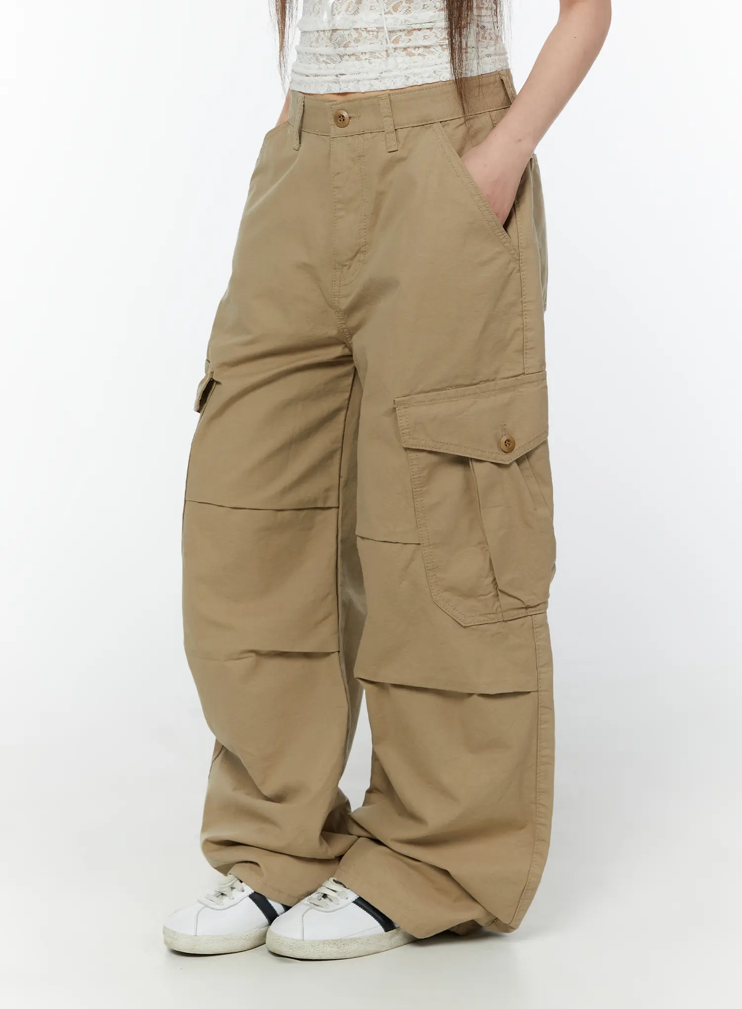 Pintuck Cargo Wide Pants CY519 - Image 3