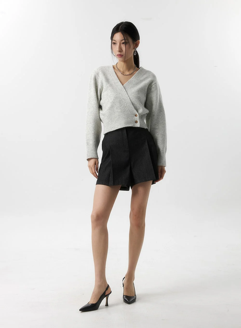Pintuck Denim Shorts IS315