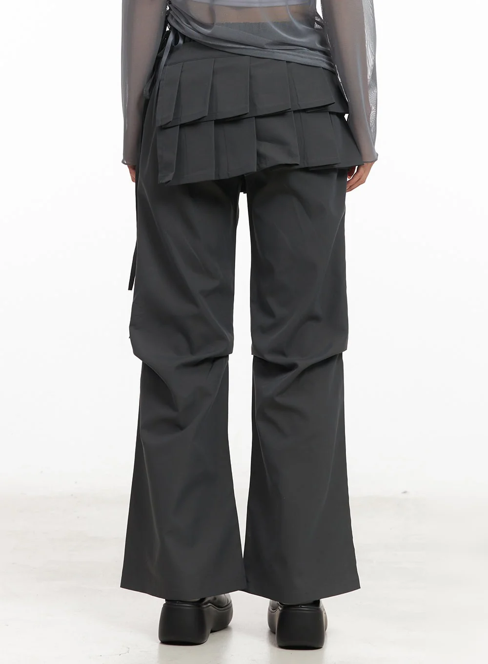 Pintuck Pleated Bootcut Skirt Pants CM503 - Image 3