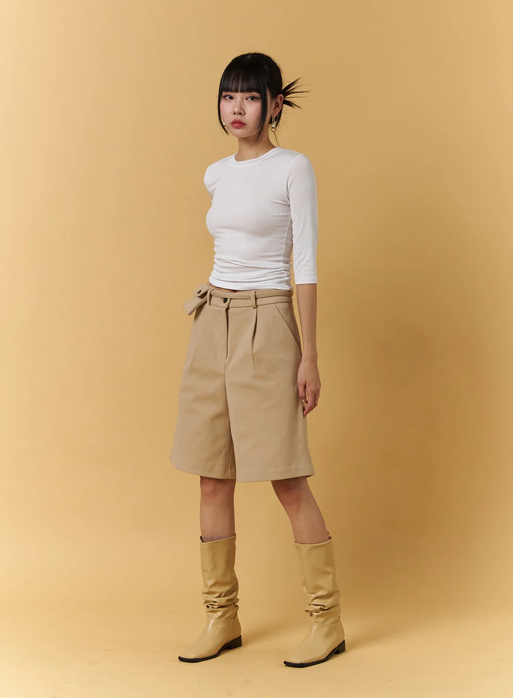 Pintuck Pocket Belt Shorts CJ404 - Image 3