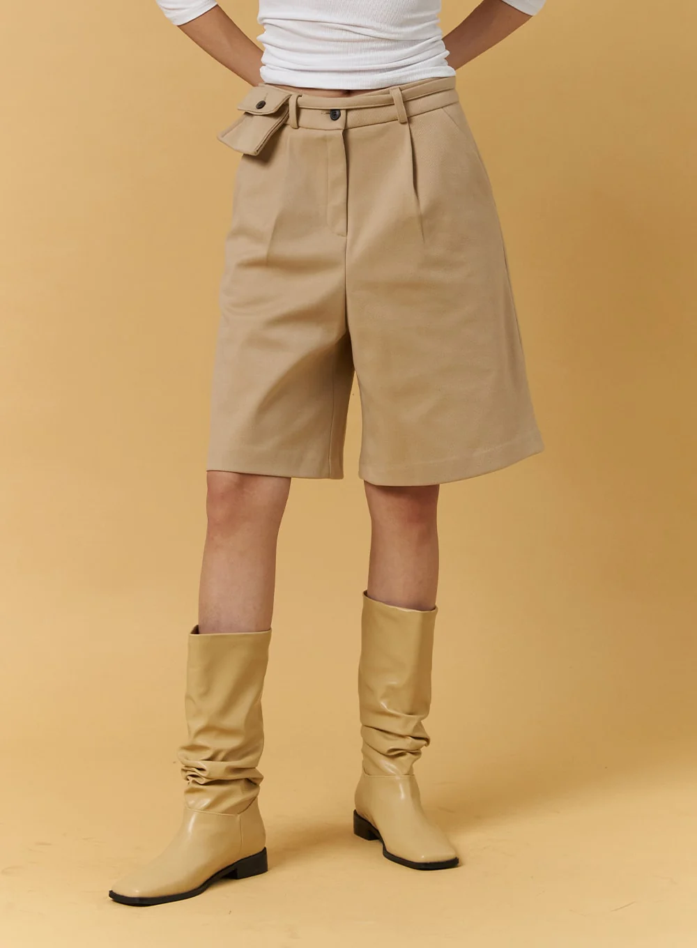 Pintuck Pocket Belt Shorts CJ404 - Image 4