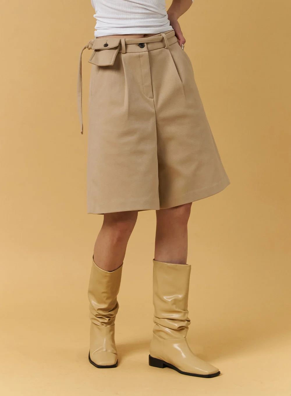 Pintuck Pocket Belt Shorts CJ404 - Image 5
