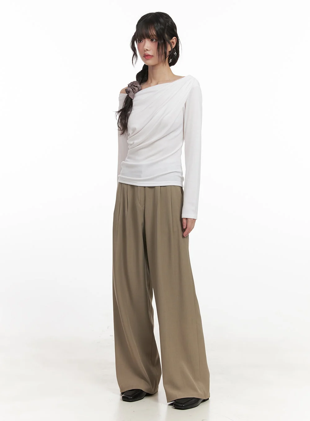 Pintuck Relaxed-Fit Slacks CJ528 - Image 2