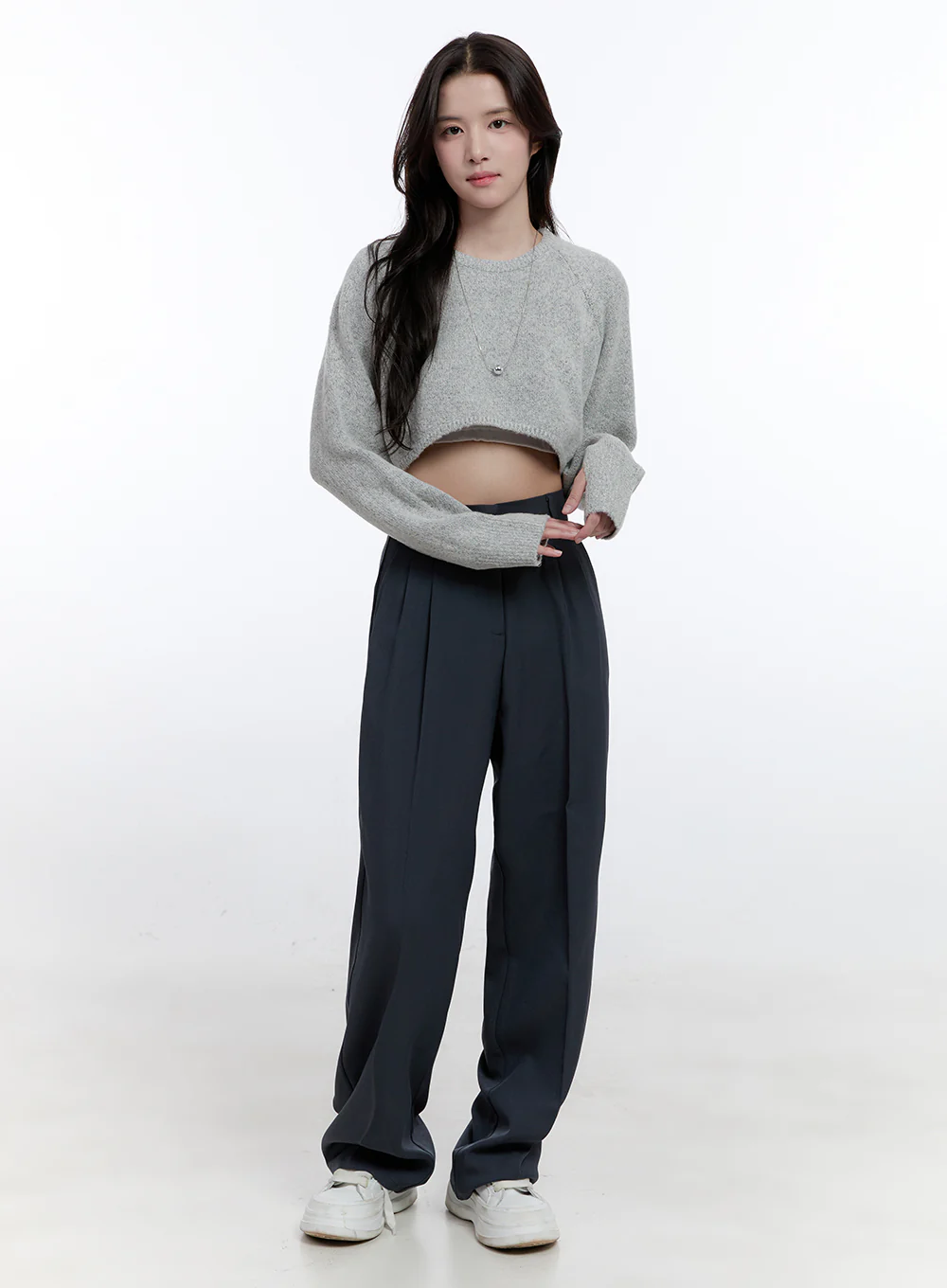 Pintuck Straight-Fit Slacks ON418 - Image 3