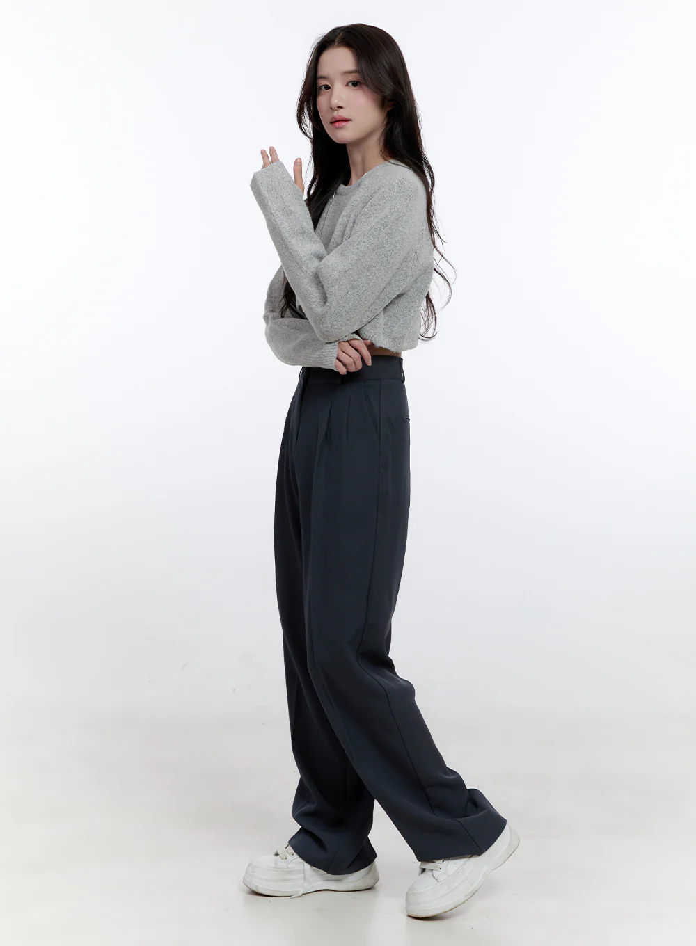 Pintuck Straight-Fit Slacks ON418 - Image 5