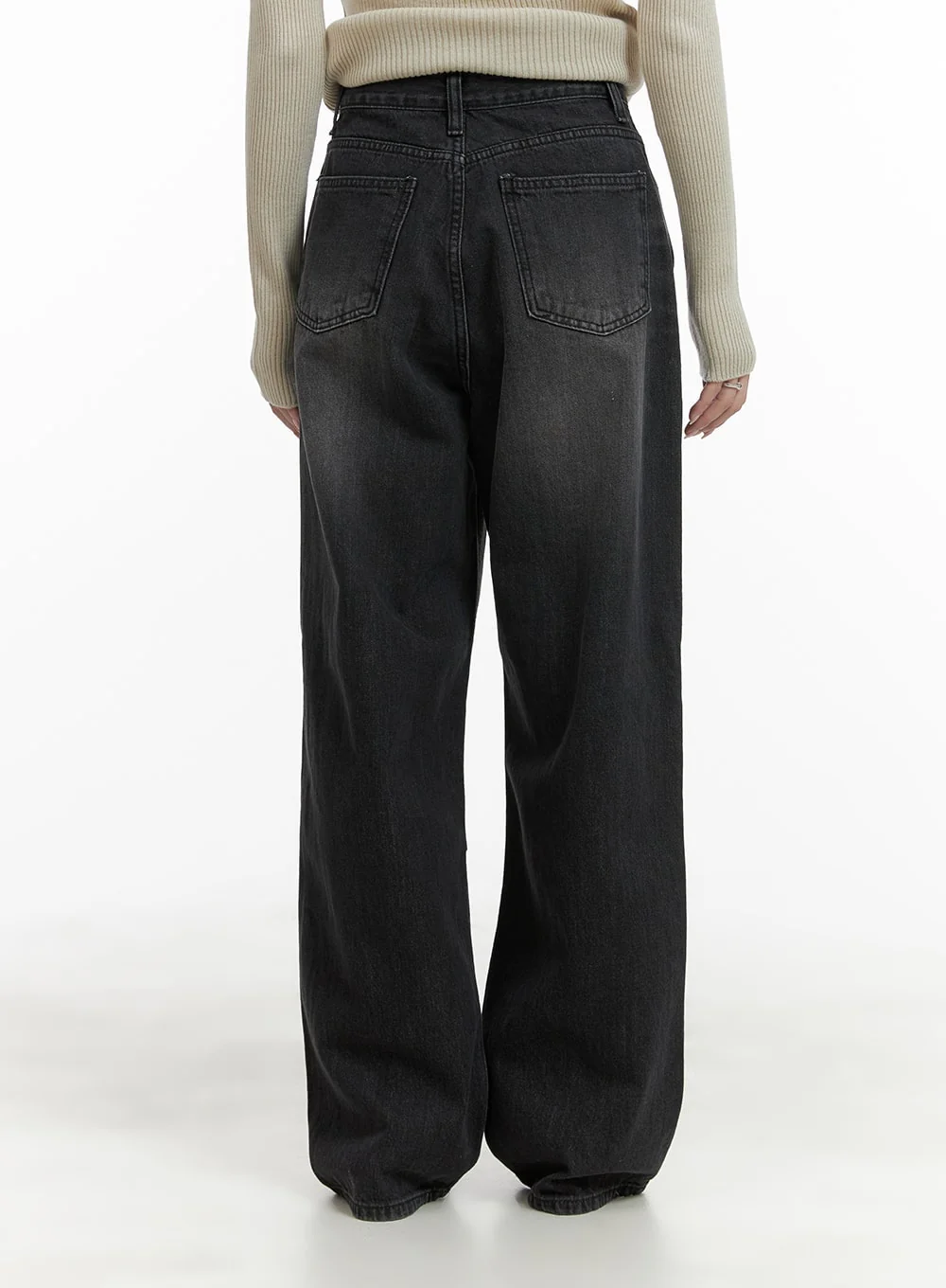Pintuck Washed Wide Leg Jeans CA403 - Image 6