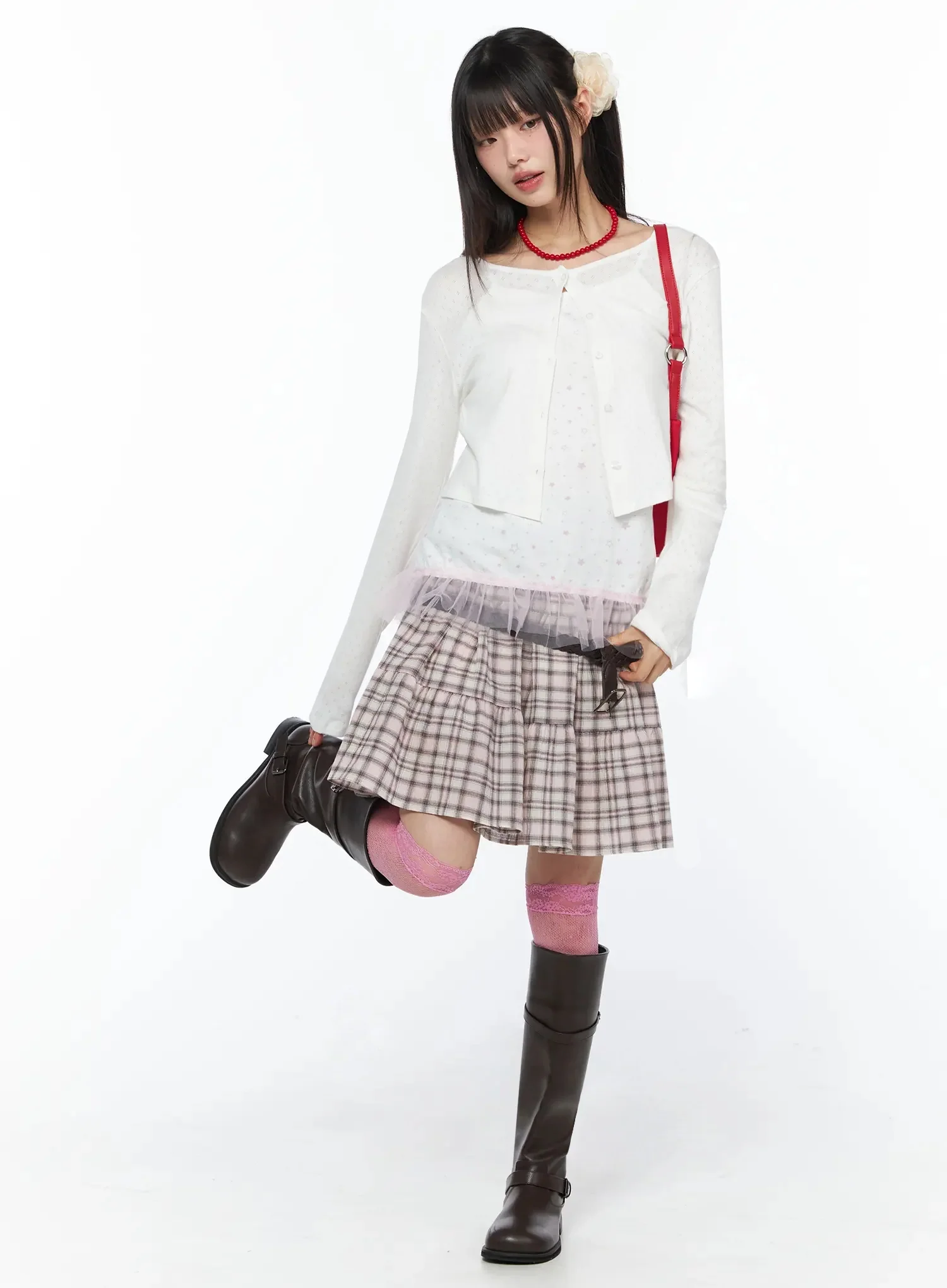 Plaid Checkered Midi Skirt IY526 - Image 2