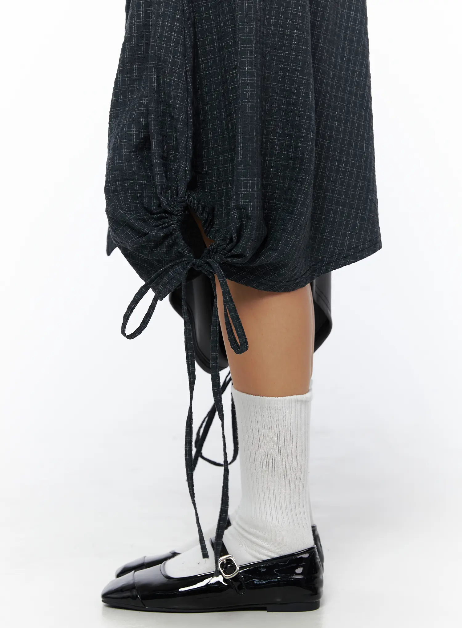 Plaid Draped Midi Skirt CU512 - Image 10
