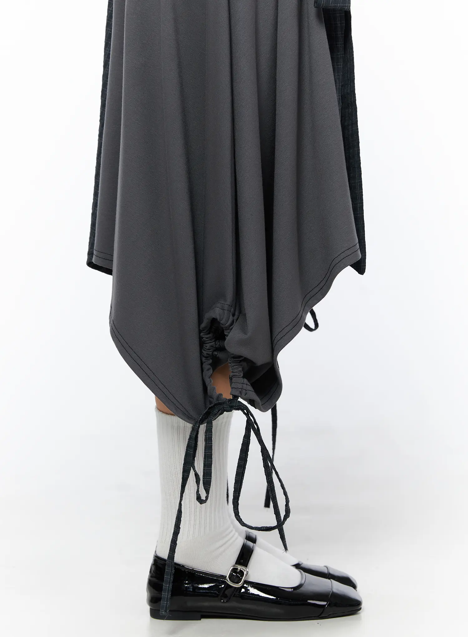 Plaid Draped Midi Skirt CU512 - Image 11