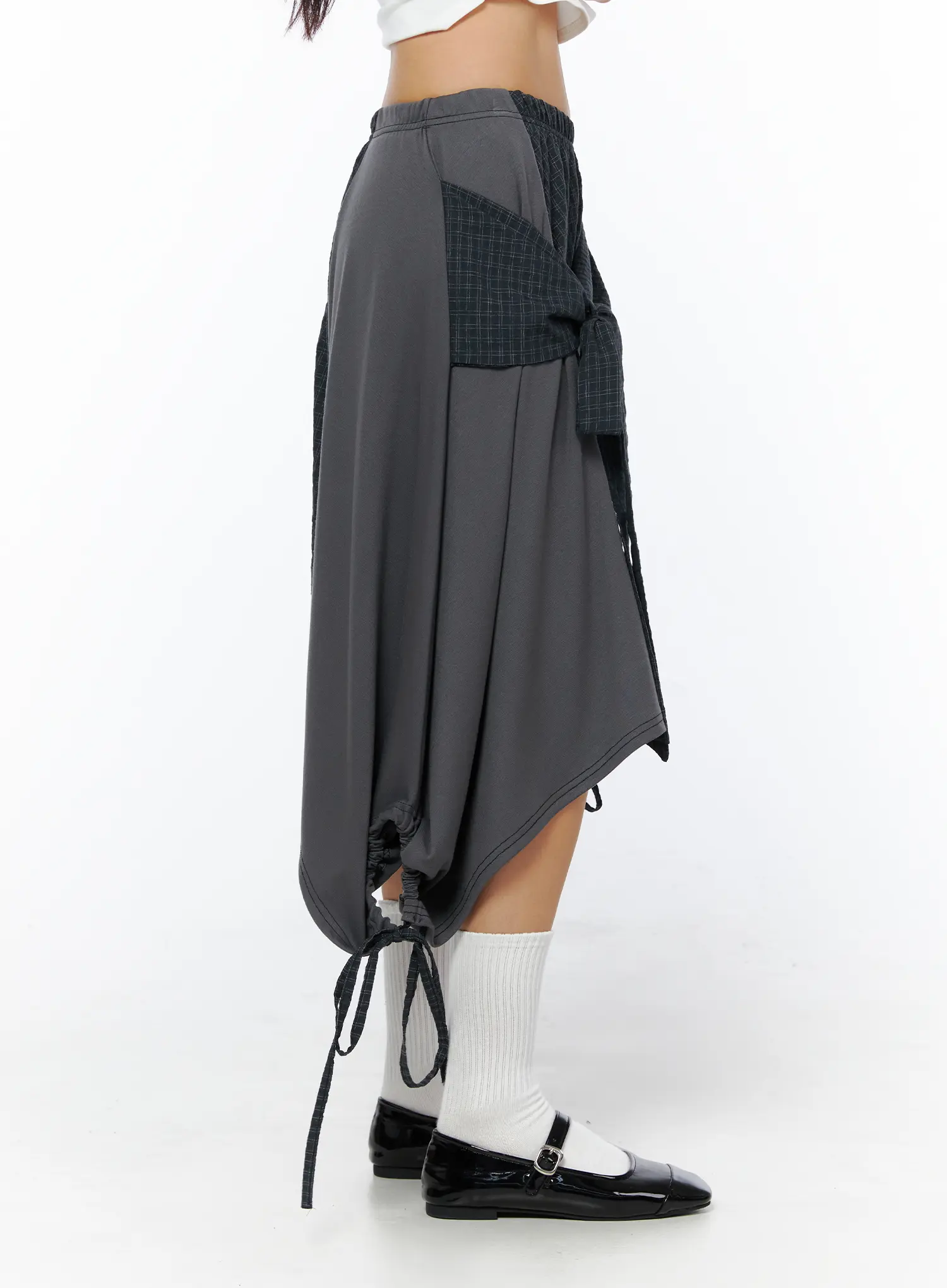 Plaid Draped Midi Skirt CU512 - Image 4