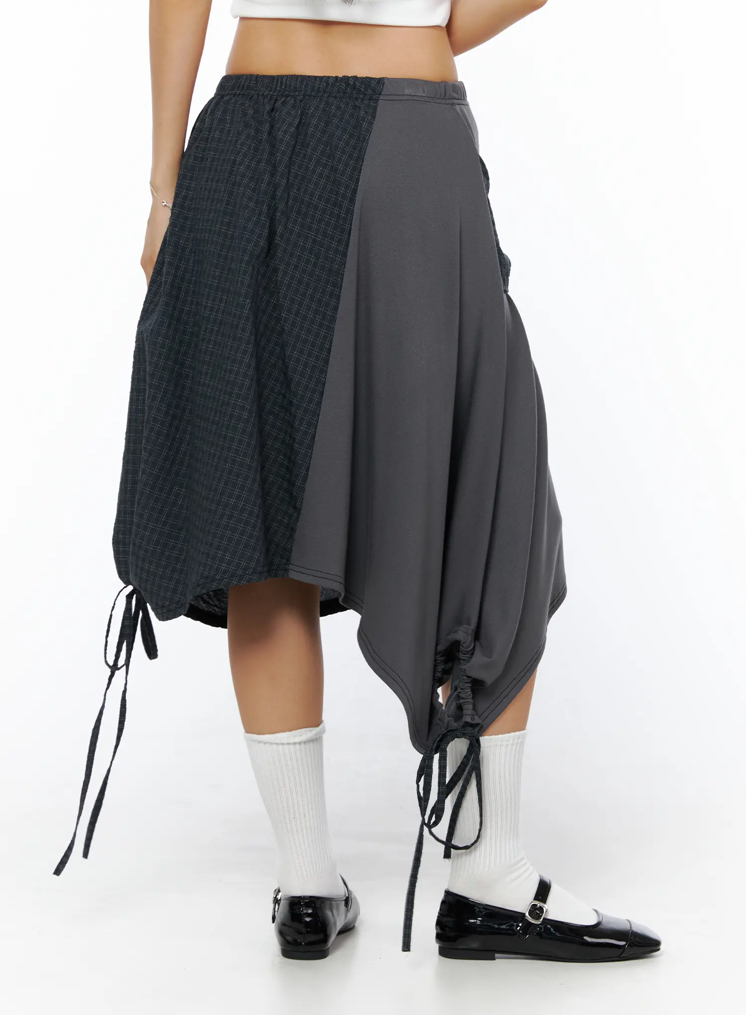 Plaid Draped Midi Skirt CU512 - Image 5
