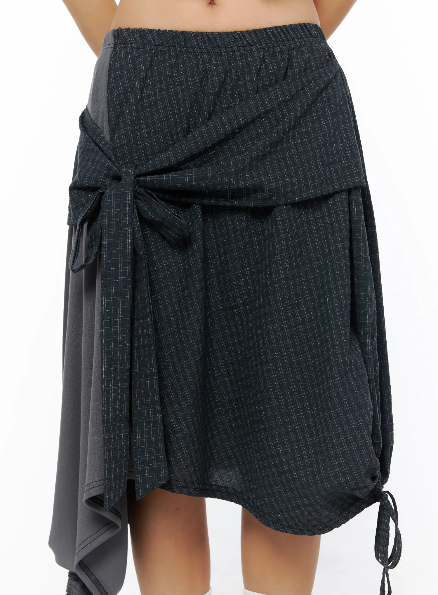 Plaid Draped Midi Skirt CU512 - Image 9