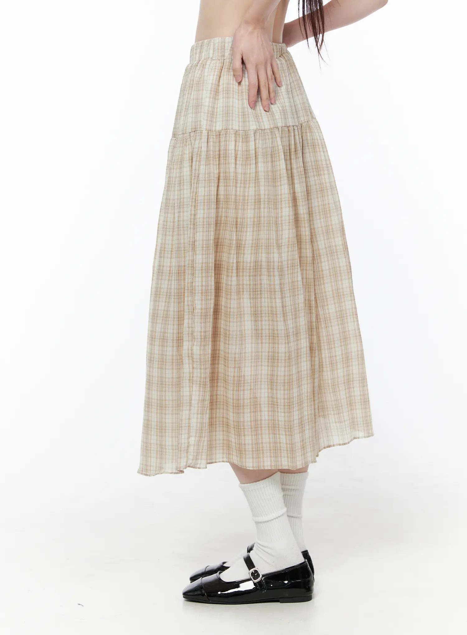 Plaid Flare Maxi Skirt CU519 - Image 3