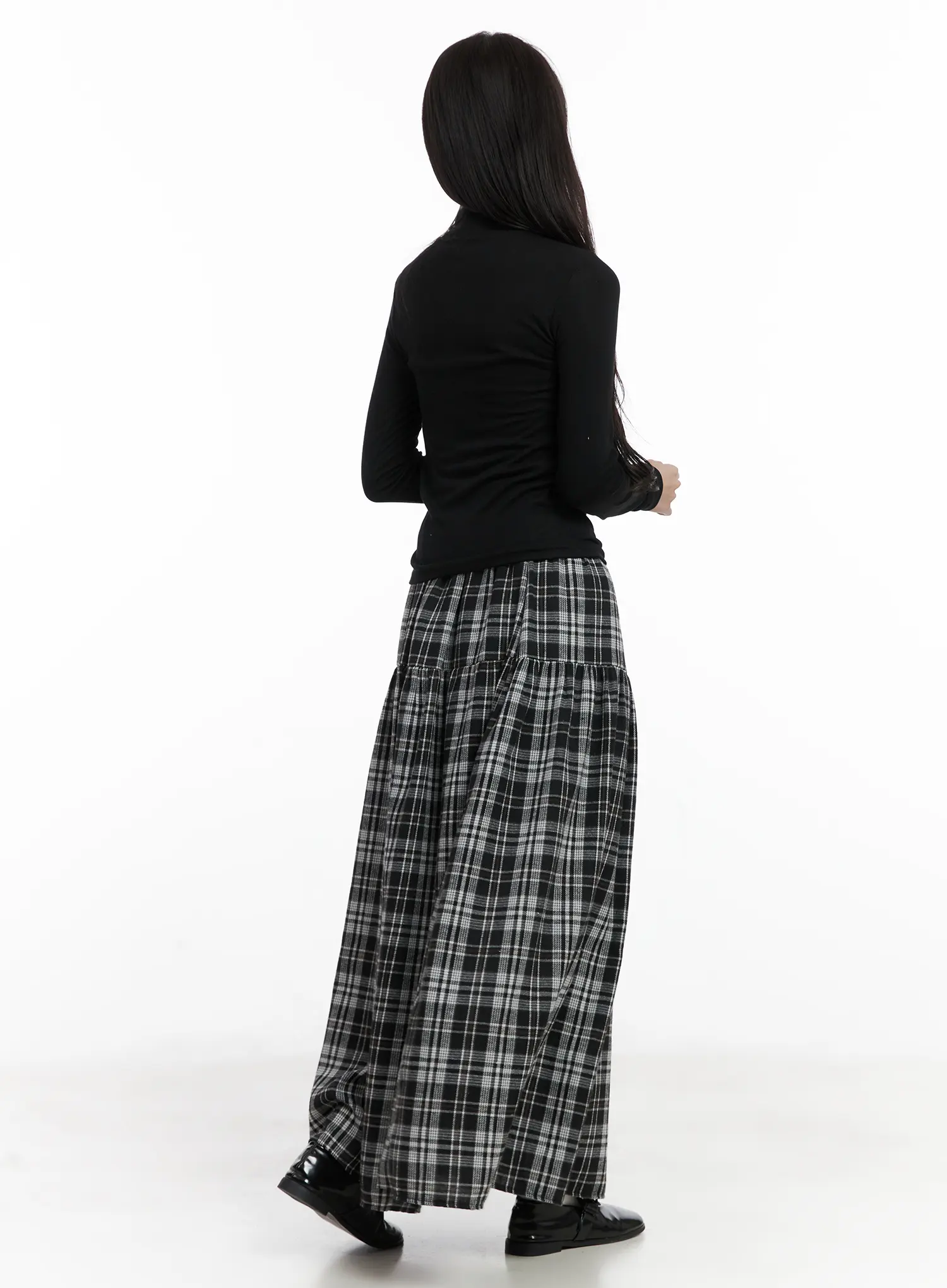 Plaid Frill Maxi Skirt CN527 - Image 5