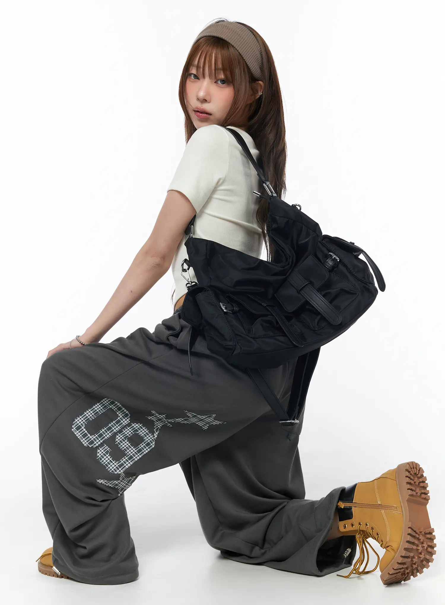 Plaid Graphic Wide Leg Sweatpants CY529
