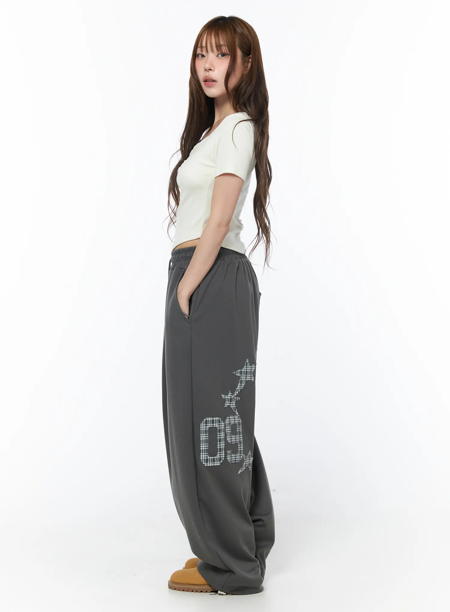 Plaid Graphic Wide Leg Sweatpants CY529 - Image 6