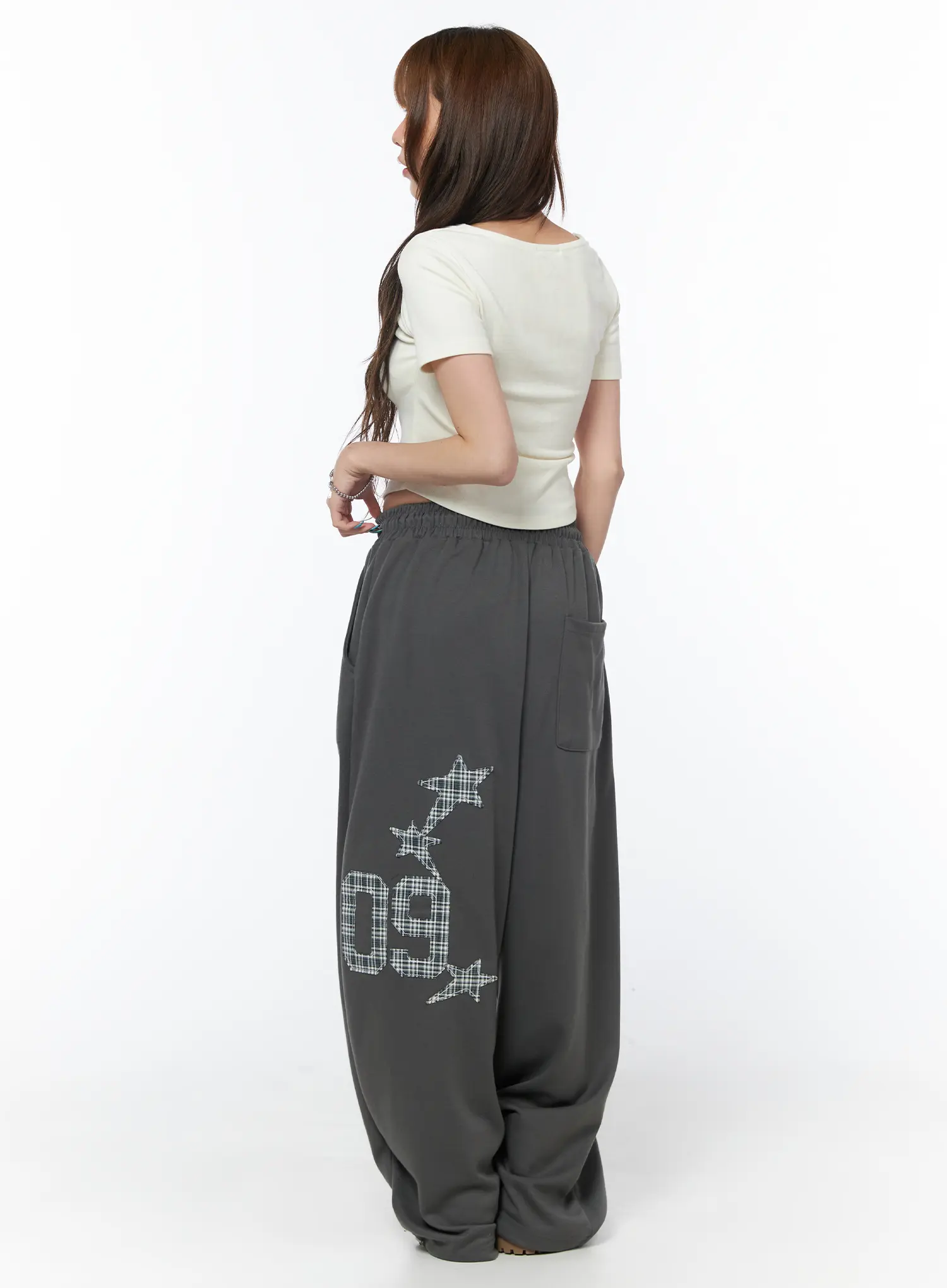 Plaid Graphic Wide Leg Sweatpants CY529 - Image 7