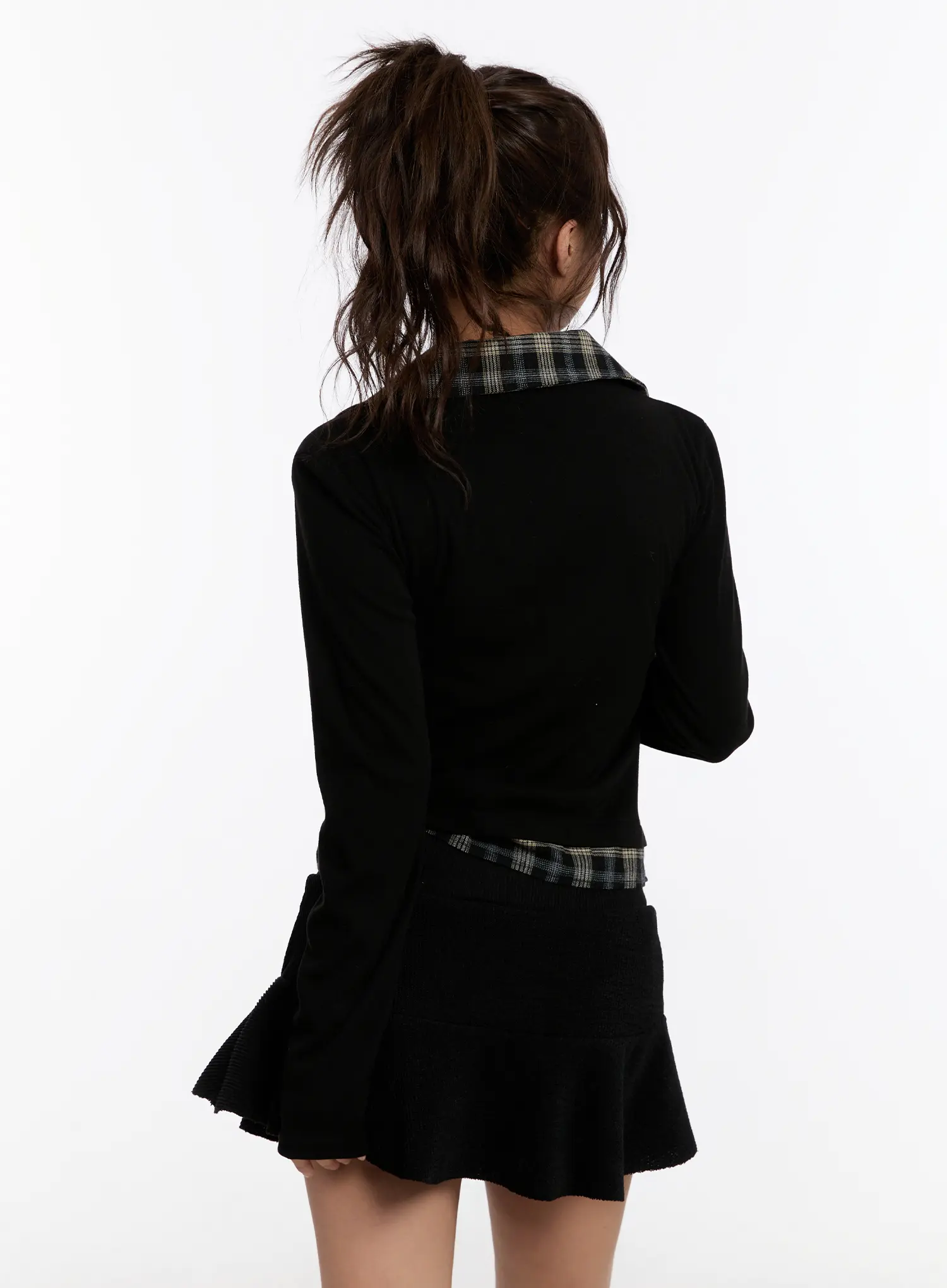 Plaid Layered Long Sleeve Top CN527 - Image 8