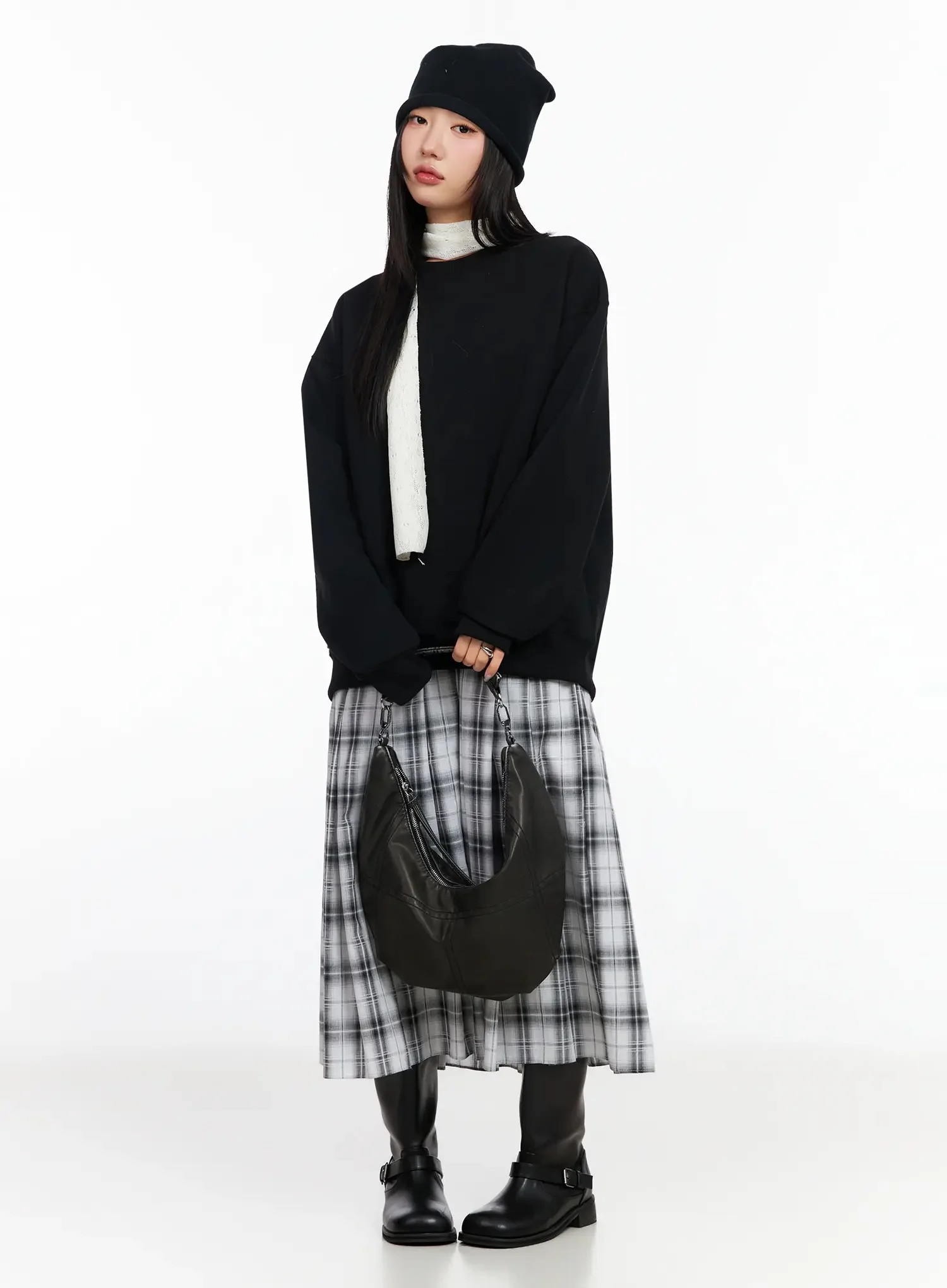 Plaid Layered Maxi Skirt IA507 - Image 2