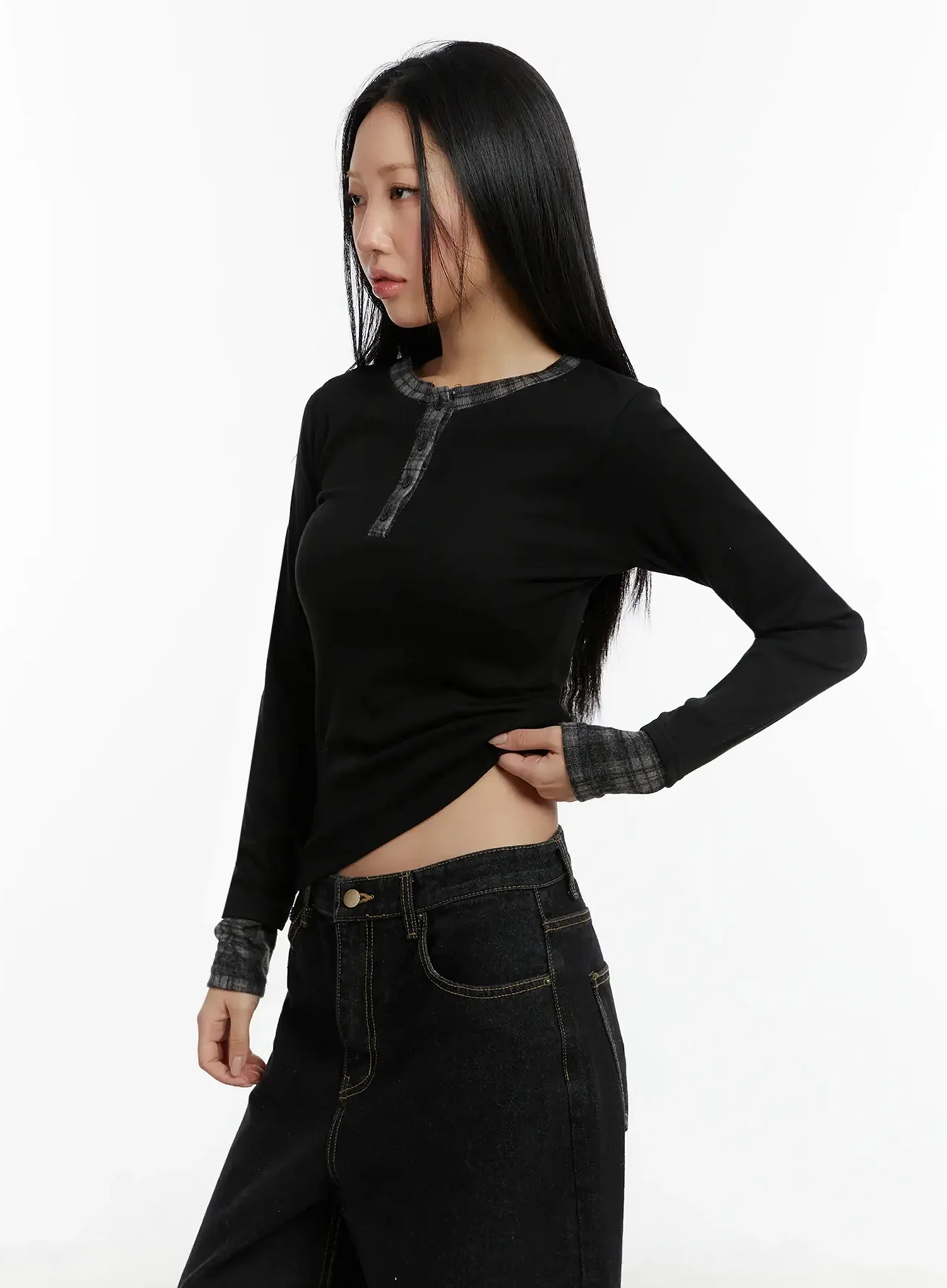 Plaid Long Sleeve Tee ID525 - Image 6