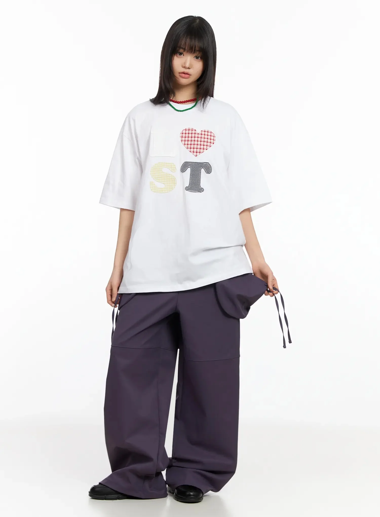 Plaid Lost Graphic Oversized T-Shirt IA523 - Image 6