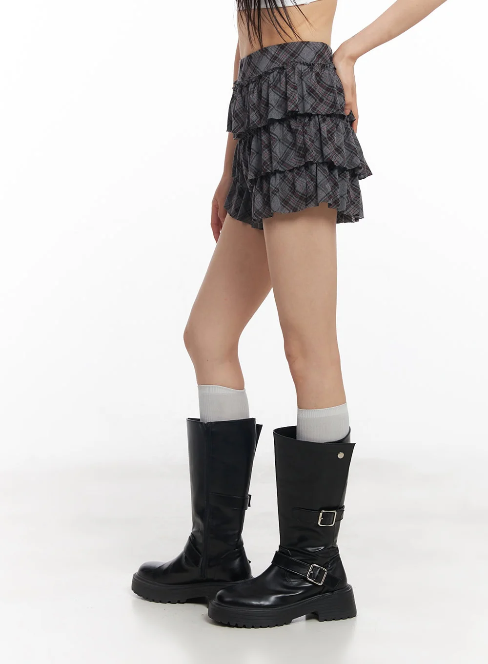 Plaid Ruffle Mini Skirt CY514 - Image 4