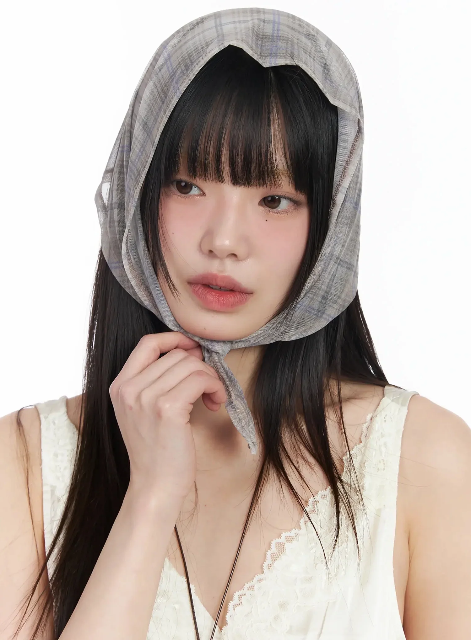 Plaid Sheer Headscarf IM523