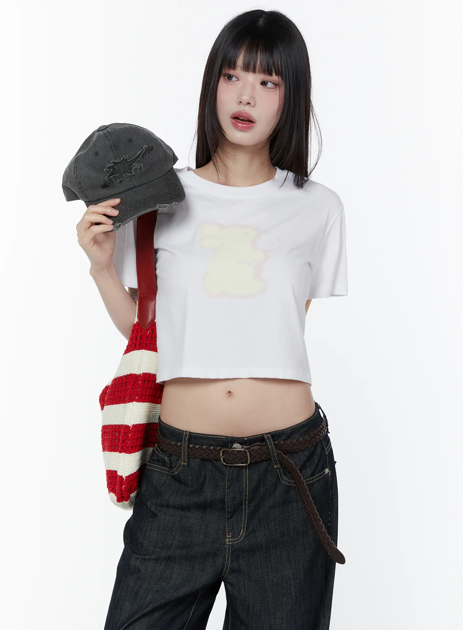 Playful Bunny Graphic Crop Tee CU505