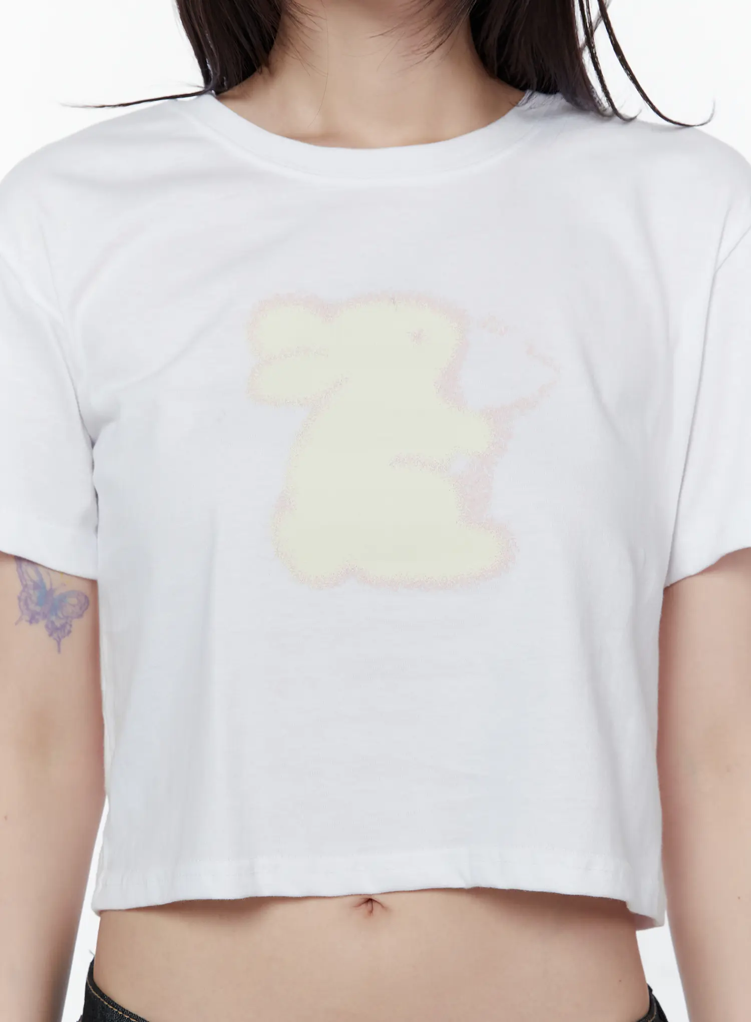 Playful Bunny Graphic Crop Tee CU505 - Image 4