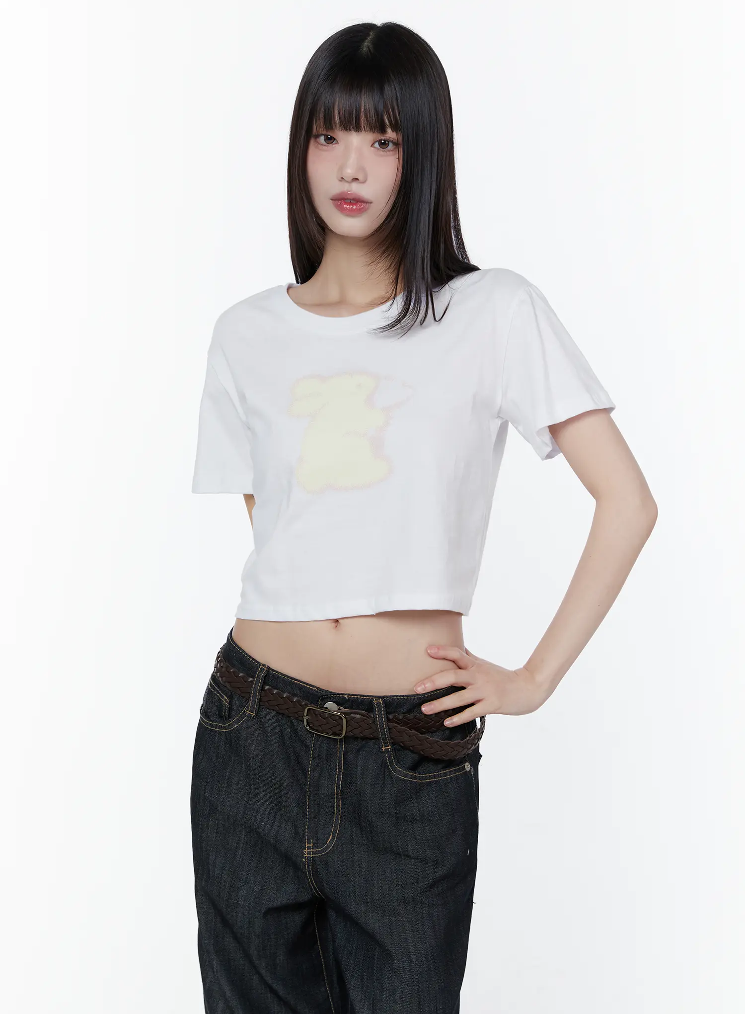 Playful Bunny Graphic Crop Tee CU505 - Image 5
