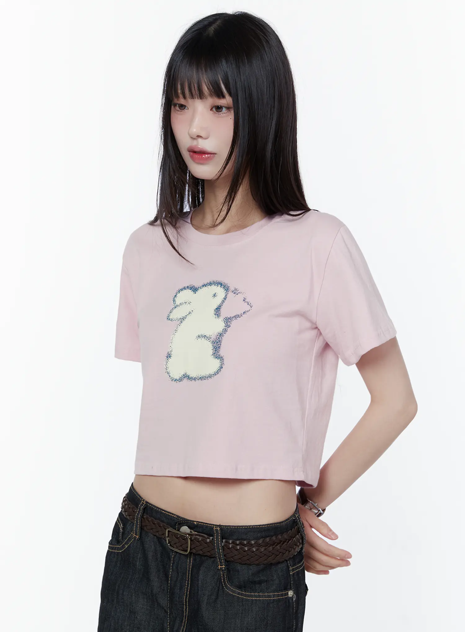 Playful Bunny Graphic Crop Tee CU505 - Image 6