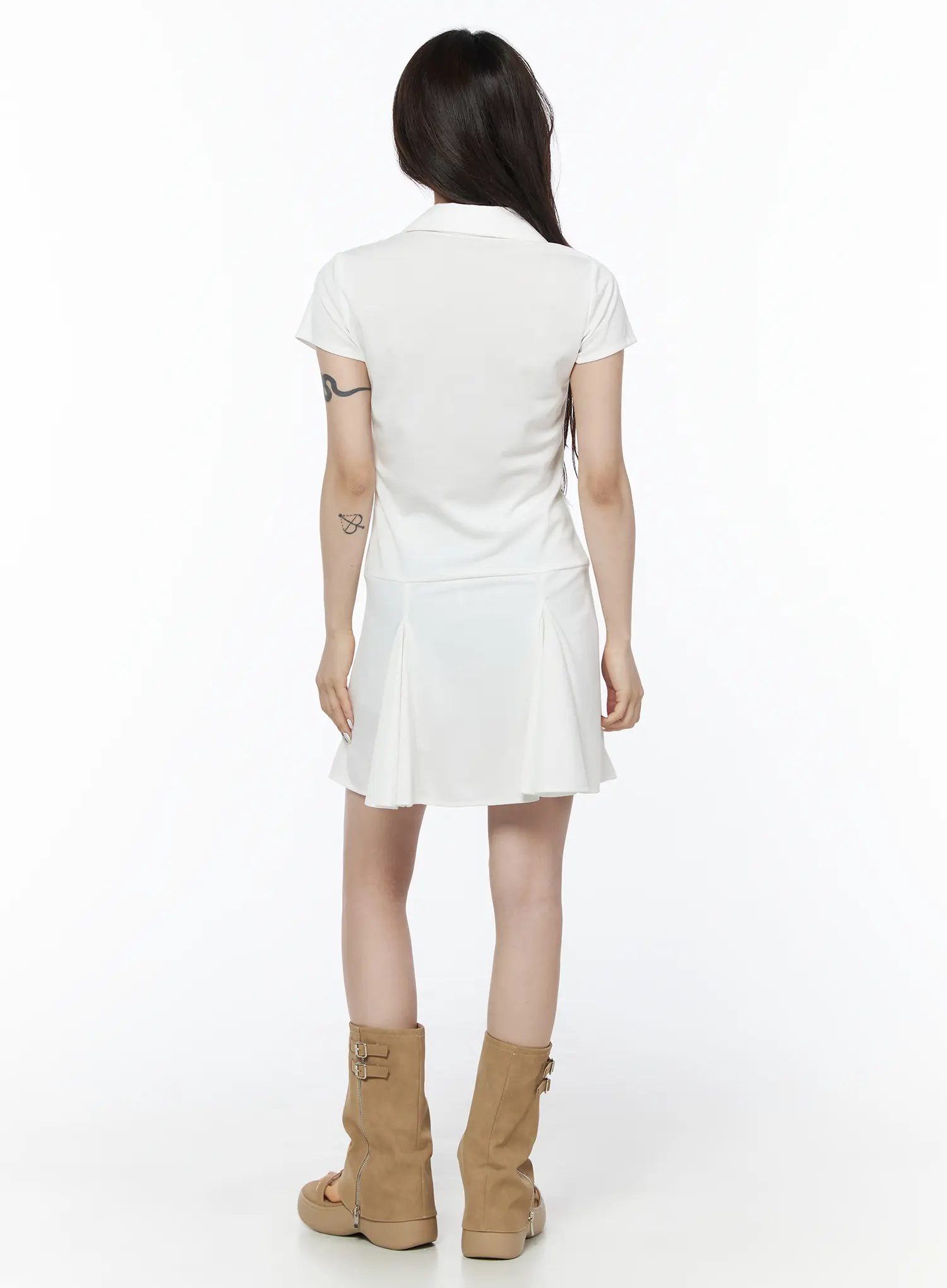 Pleated Collar Mini Dress CU510 - Image 5