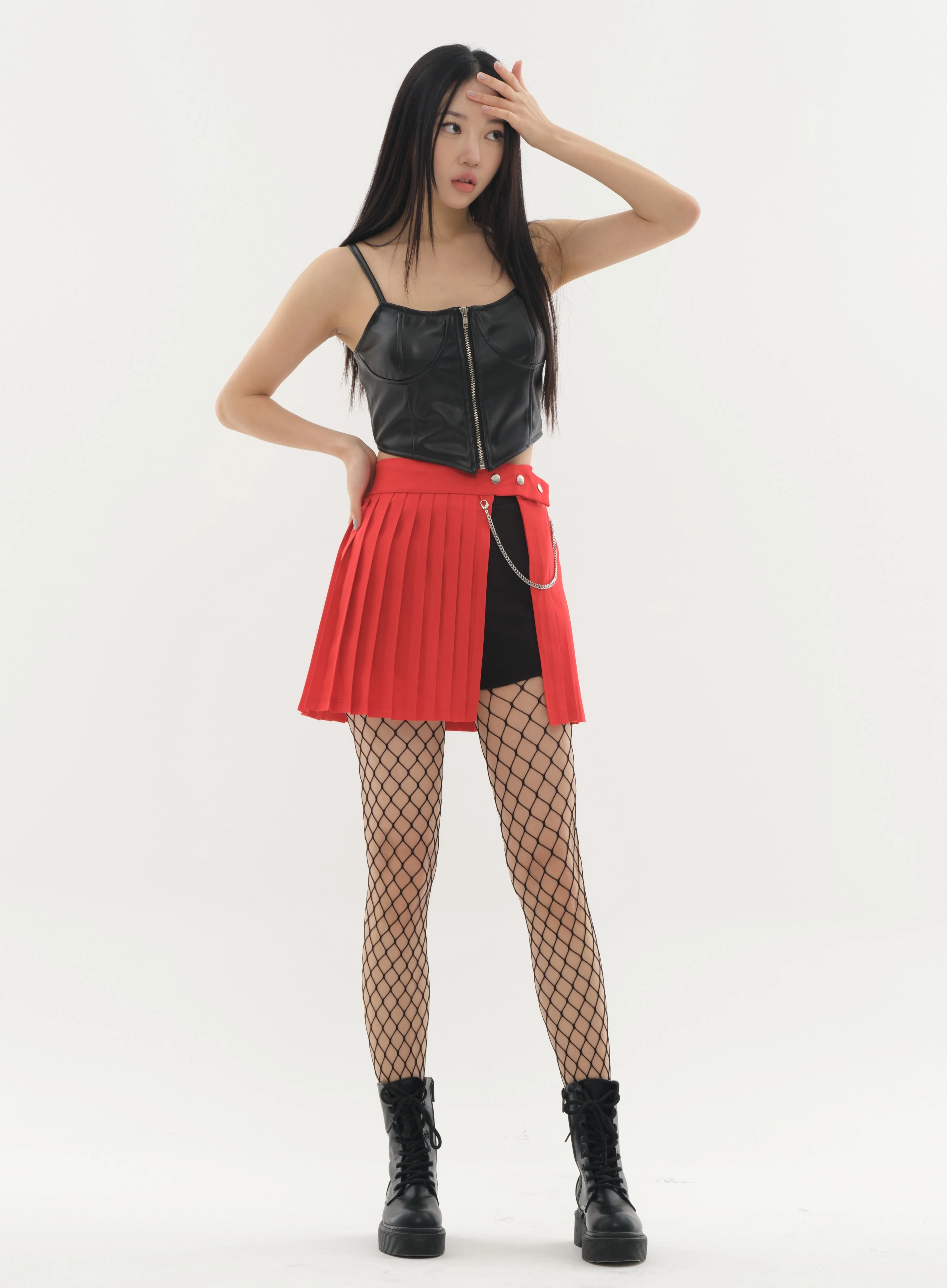 Pleated Mini Skirt with Chain #Original Kpop #121692 - Image 15