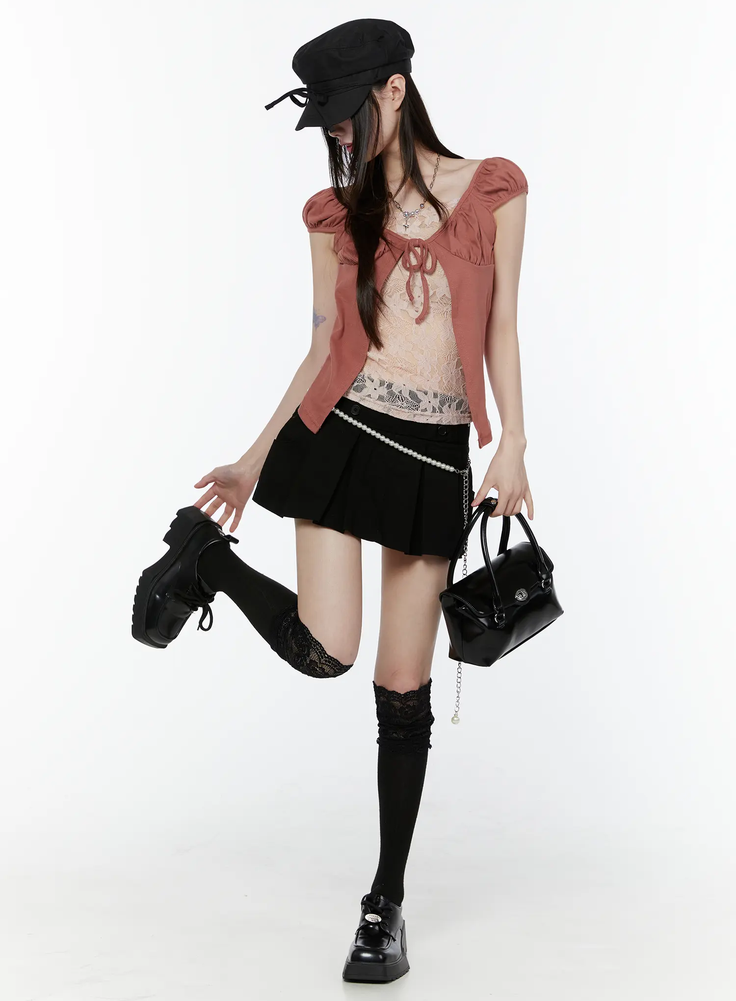 Pleated Preppy Mini Skirt CU505 - Image 2