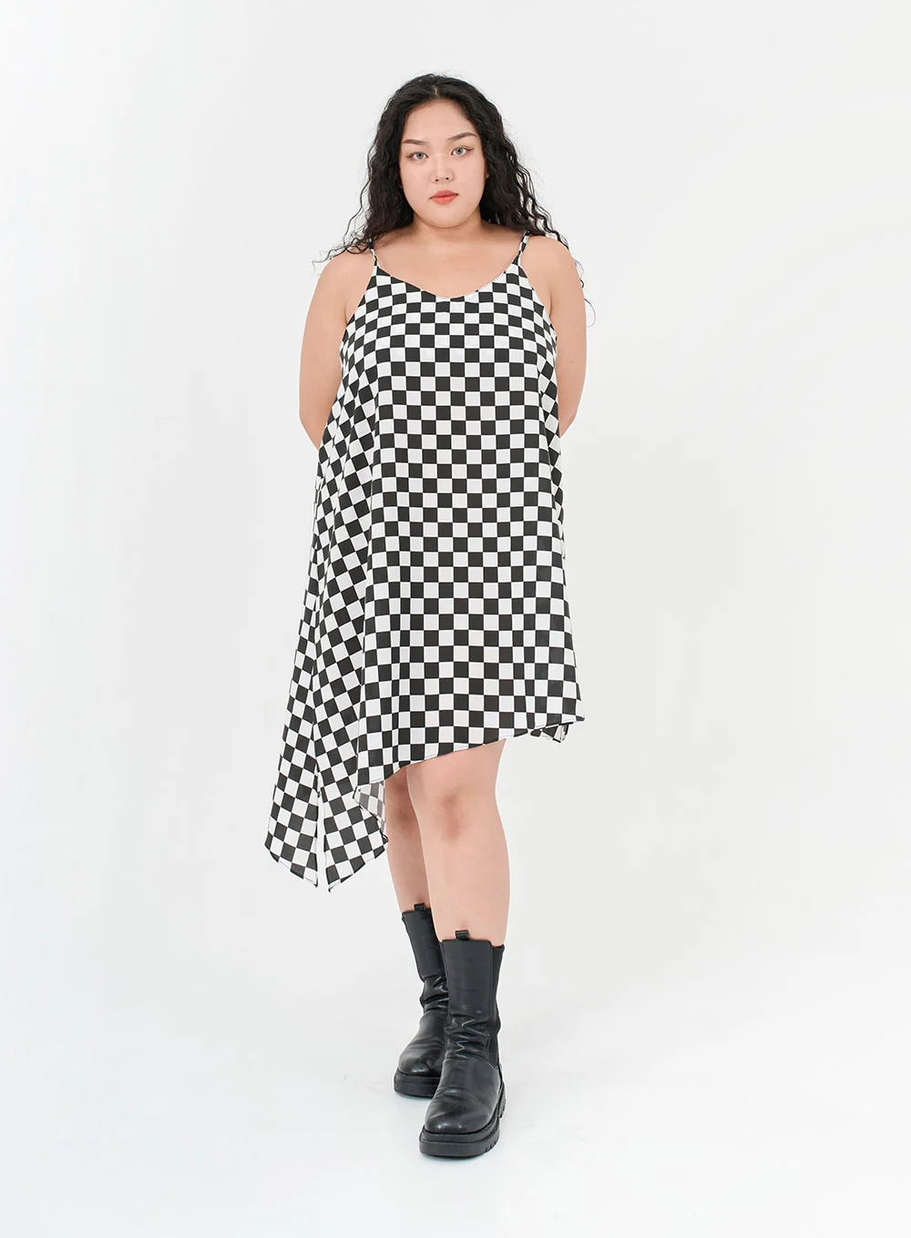 Plus Checked Sleeveless Dress IG09 - Image 2